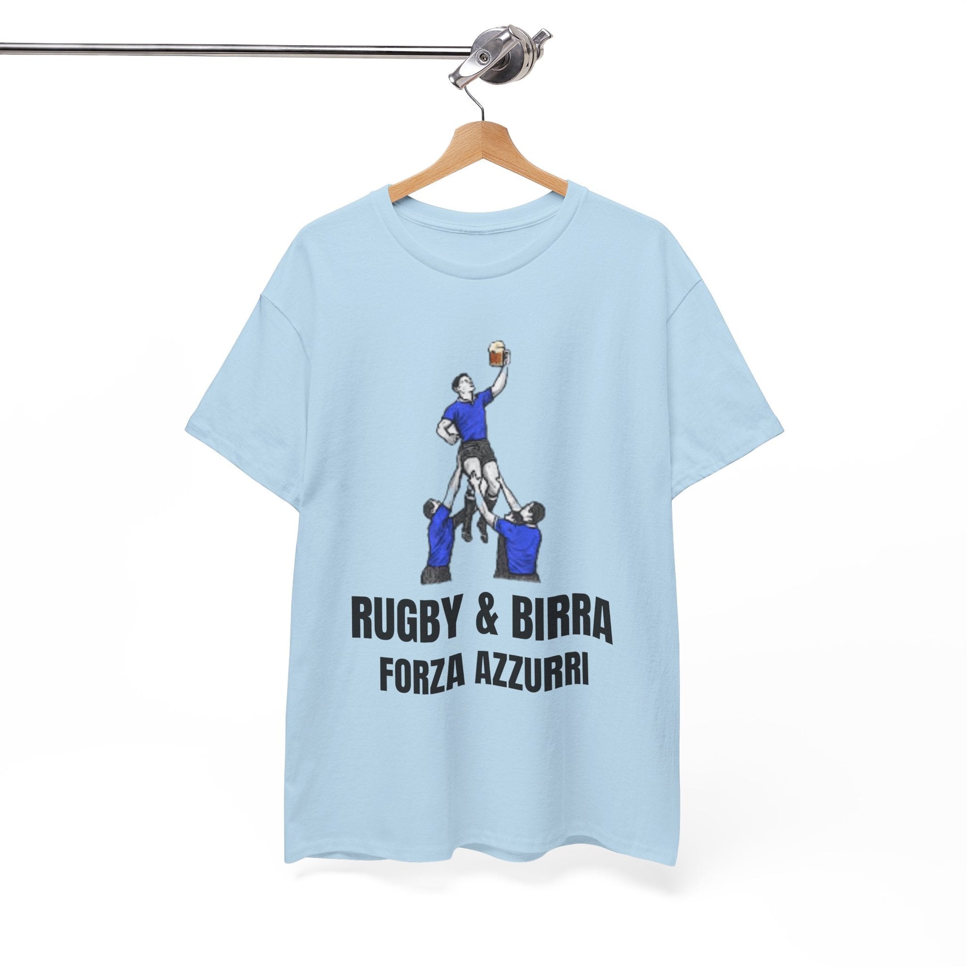 Forza Azzurri Italy Rugby T-Shirt | Rugby & Birra Fan Tee - Rugby & Beer