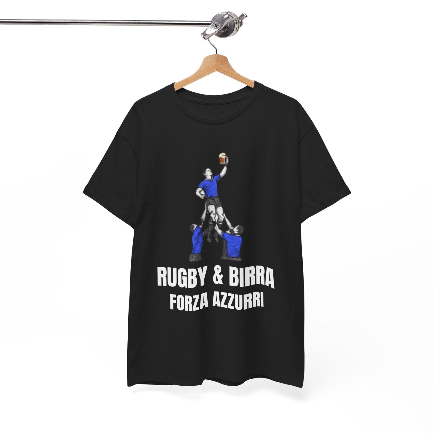 Forza Azzurri Italy Rugby T-Shirt | Rugby & Birra Fan Tee - Rugby & Beer