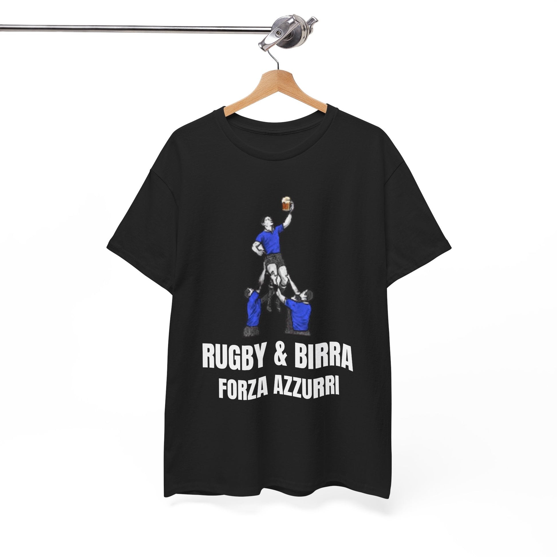 Forza Azzurri Italy Rugby T-Shirt | Rugby & Birra Fan Tee - Rugby & Beer