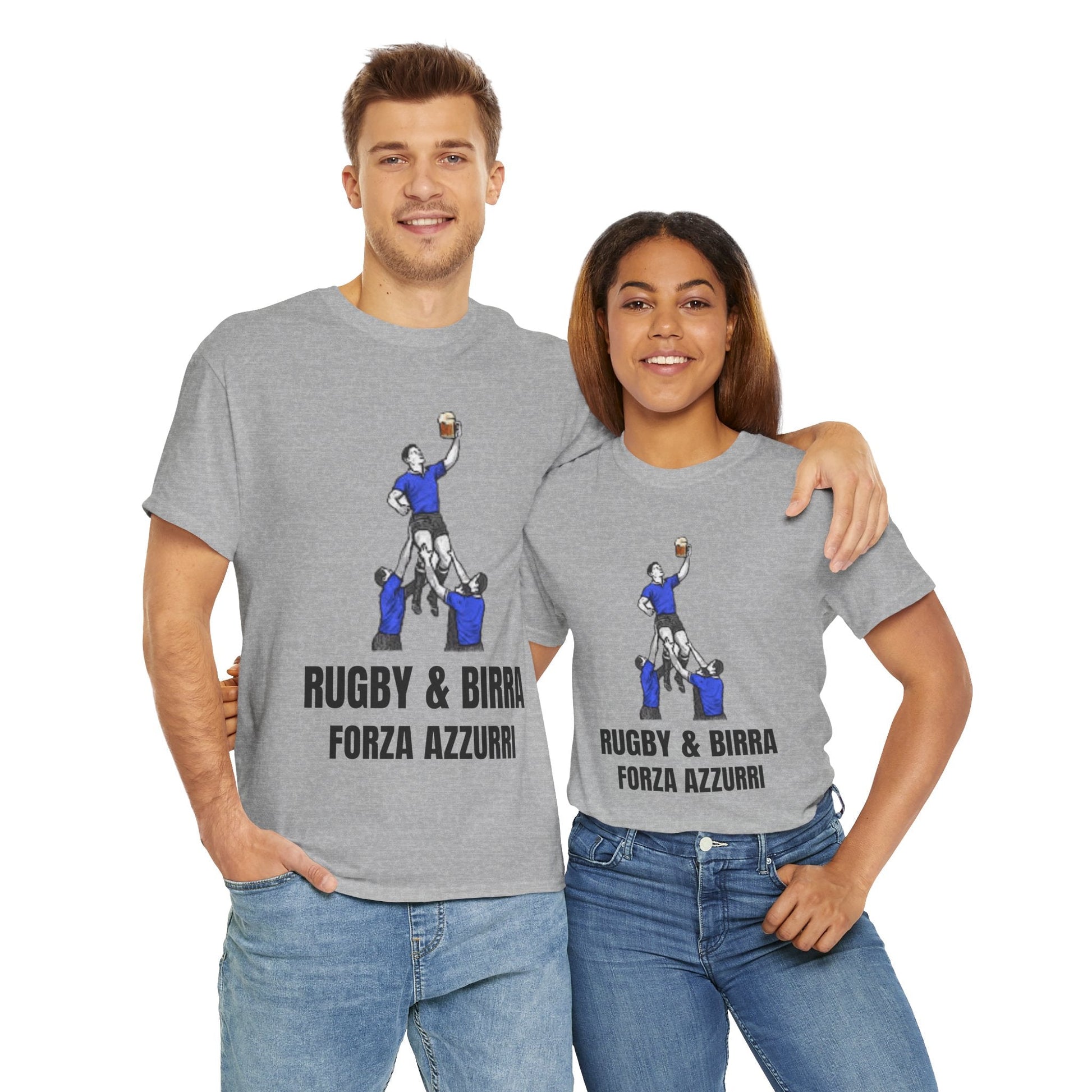 Forza Azzurri Italy Rugby T-Shirt | Rugby & Birra Fan Tee - Rugby & Beer