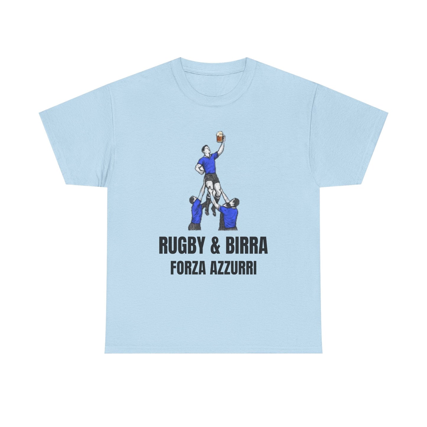 Forza Azzurri Italy Rugby T-Shirt | Rugby & Birra Fan Tee - Rugby & Beer
