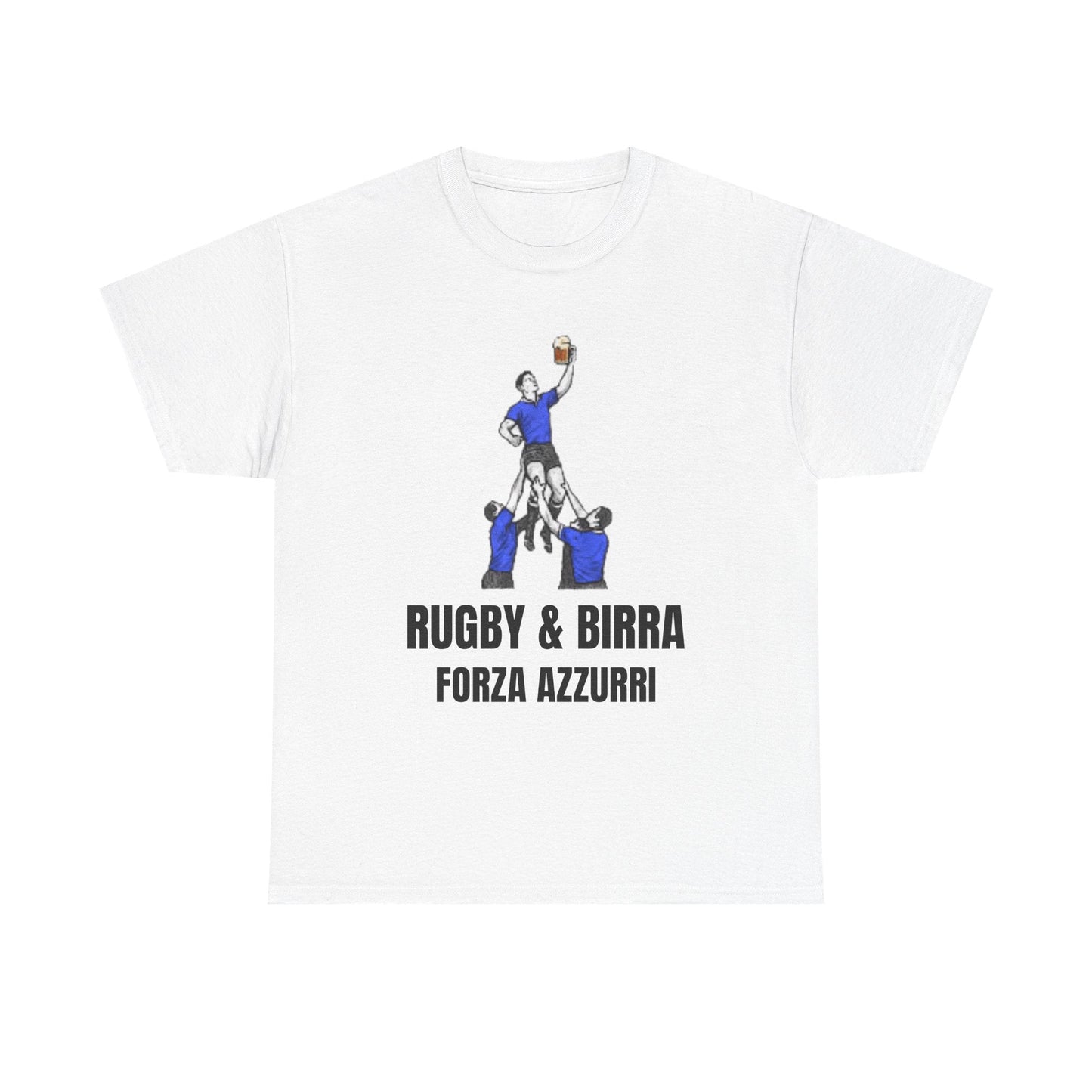 Forza Azzurri Italy Rugby T-Shirt | Rugby & Birra Fan Tee - Rugby & Beer