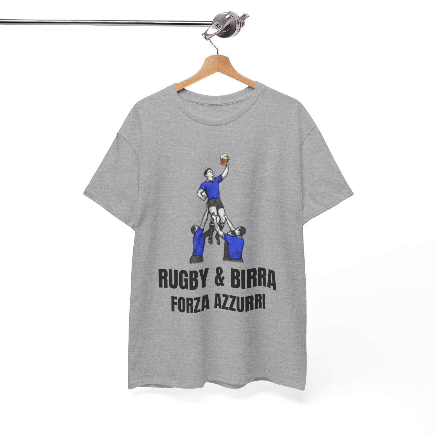 Forza Azzurri Italy Rugby T-Shirt | Rugby & Birra Fan Tee - Rugby & Beer