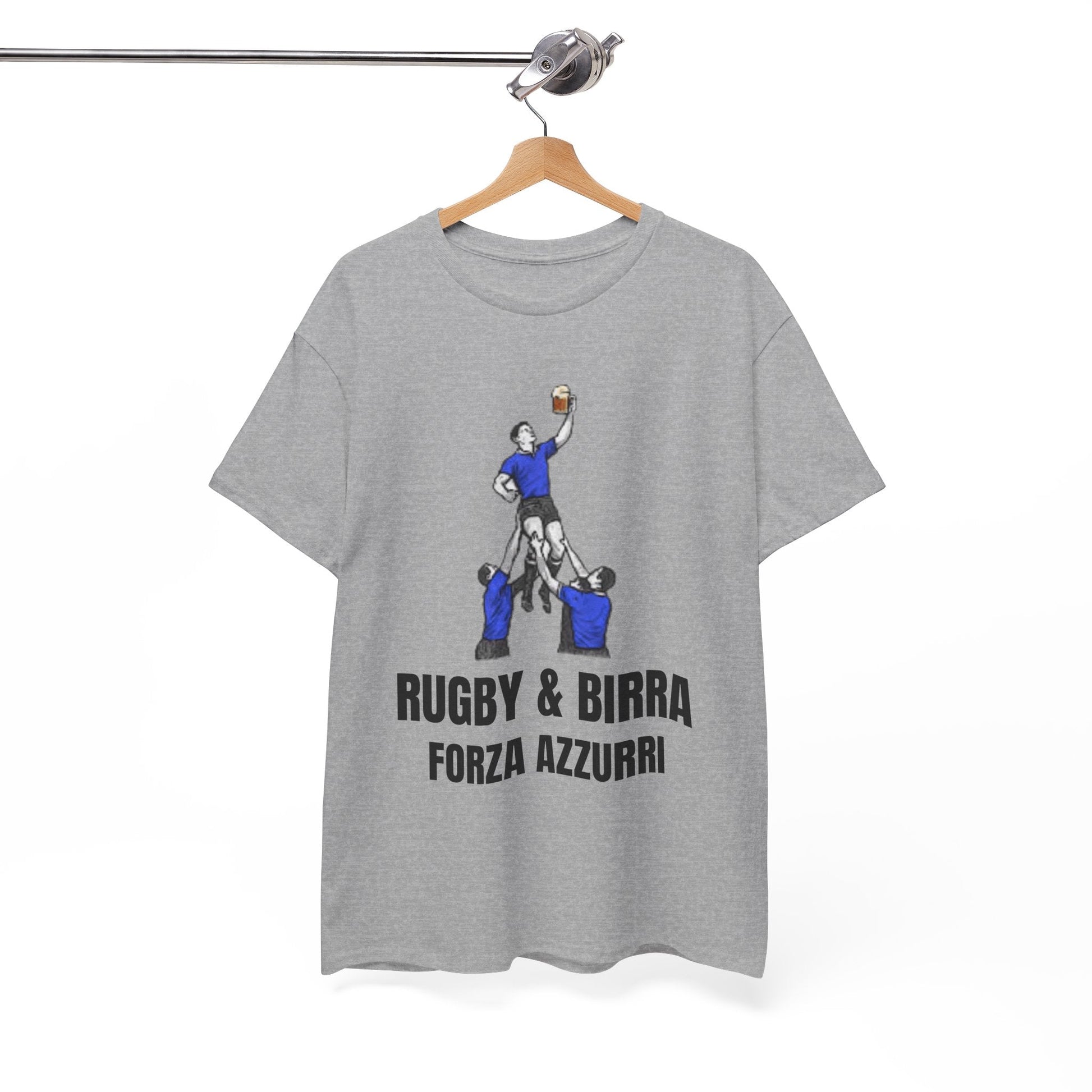 Forza Azzurri Italy Rugby T-Shirt | Rugby & Birra Fan Tee - Rugby & Beer