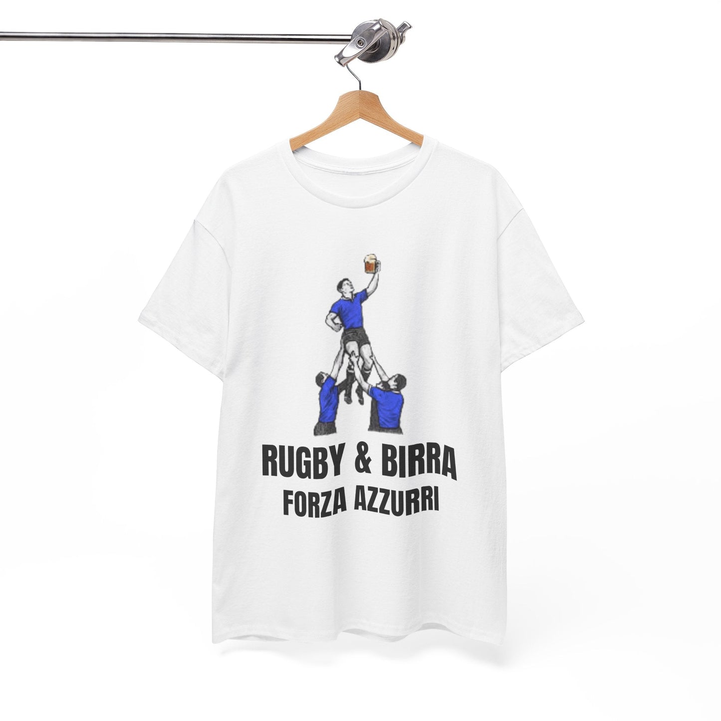 Forza Azzurri Italy Rugby T-Shirt | Rugby & Birra Fan Tee - Rugby & Beer