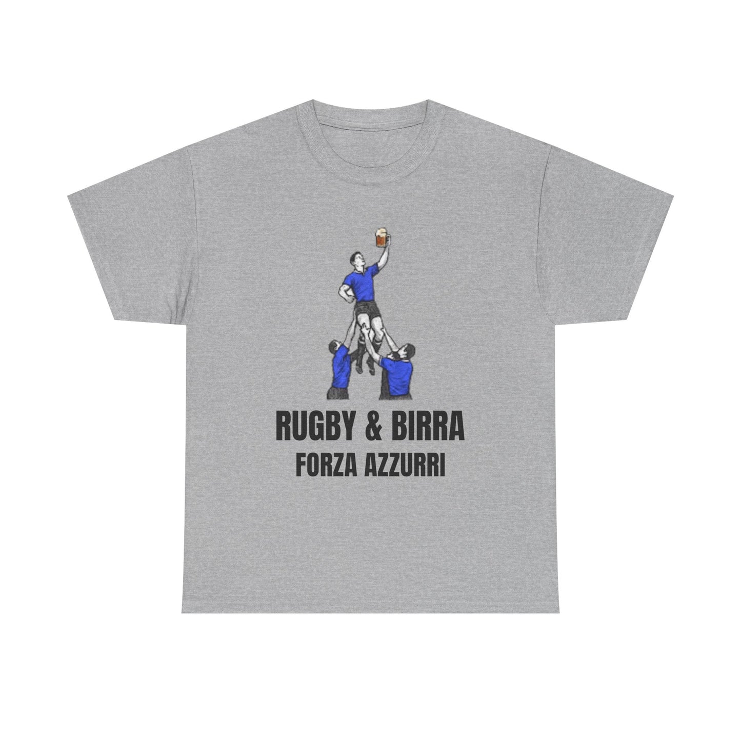 Forza Azzurri Italy Rugby T-Shirt | Rugby & Birra Fan Tee - Rugby & Beer