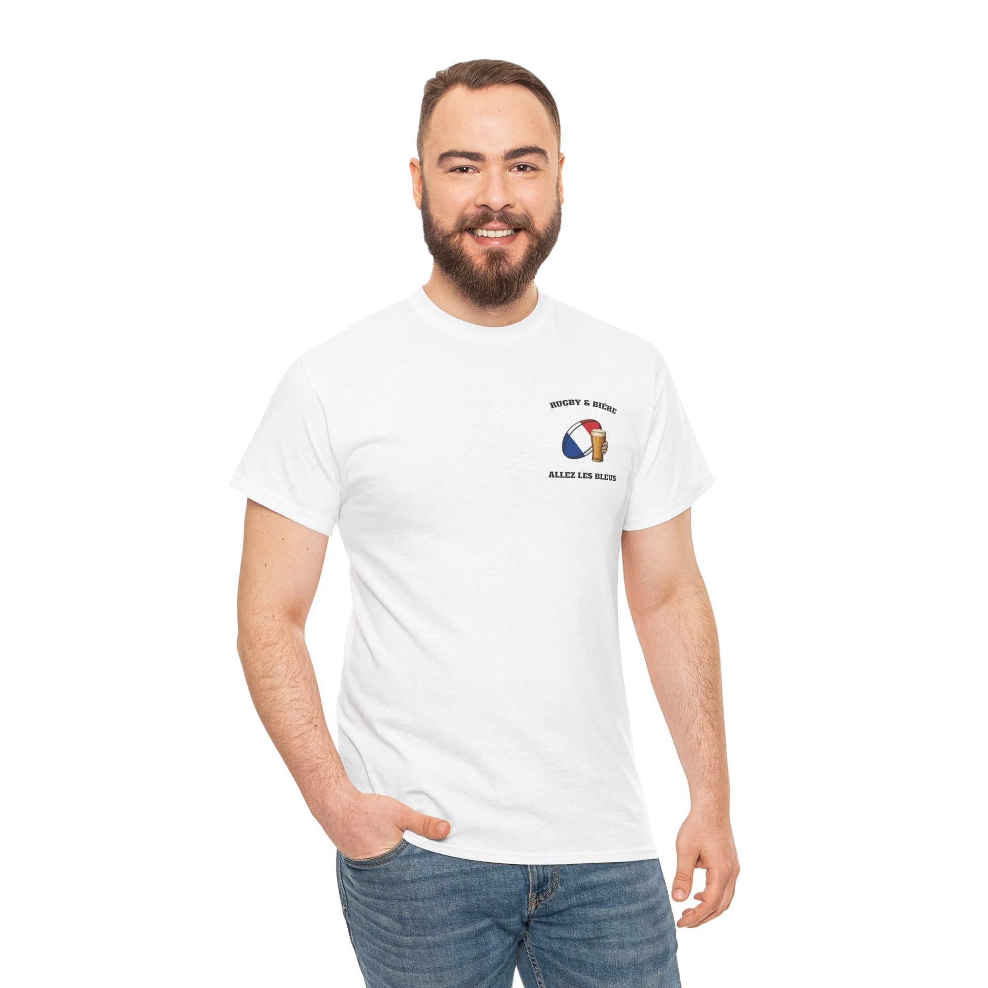 France Rugby & Bière T-Shirt – Allez Les Bleus | French Rugby Fan Shirt - Rugby & Beer
