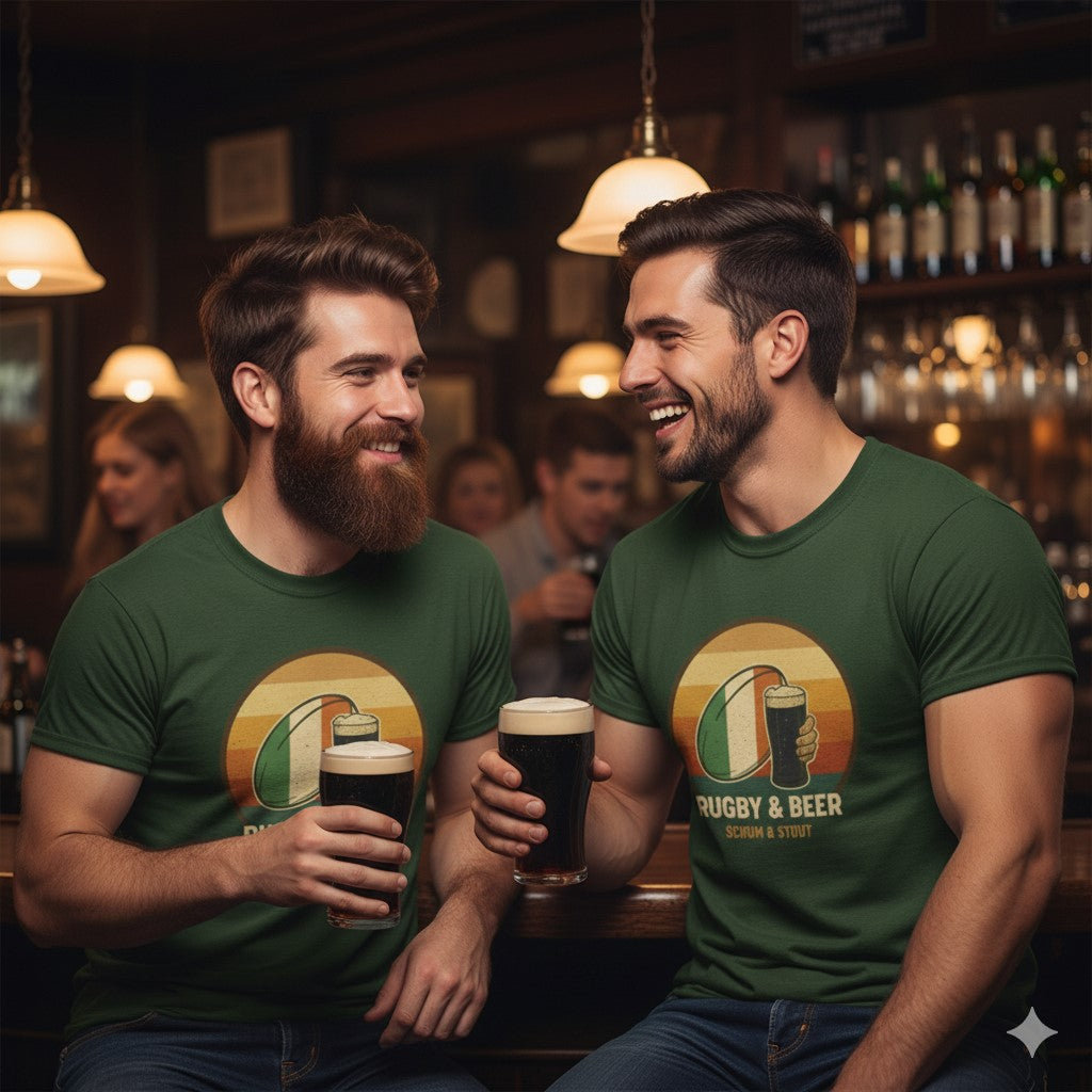 Vintage Irish Rugby T-Shirt | Rugby & Beer “Scrum & Stout” – Funny Irish Rugby Top