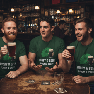 Ireland Rugby & Beer T-Shirt - Scrum & Stout Fan Tee | Match Day Gift - Rugby & Beer