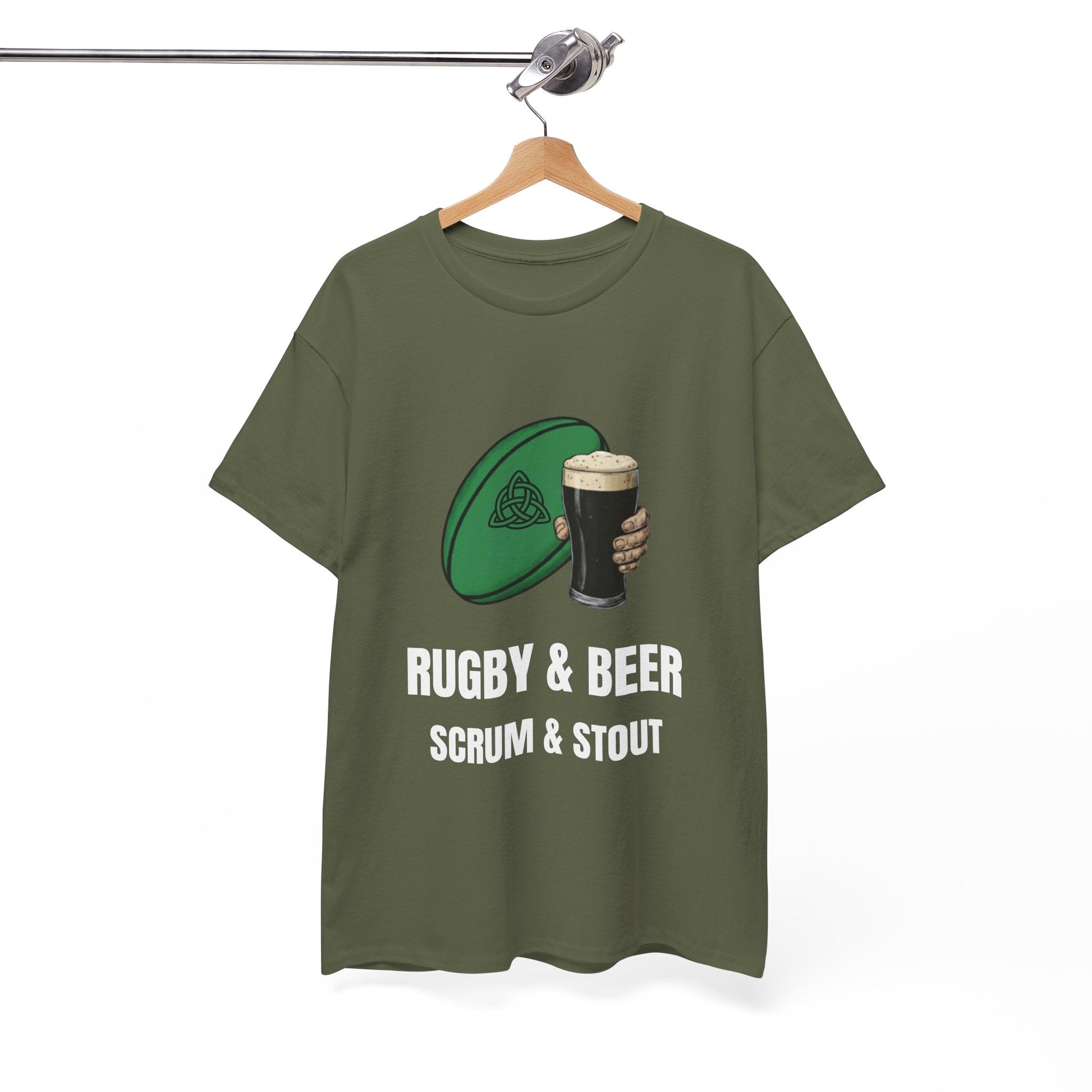 Ireland Rugby & Beer T-Shirt - Scrum & Stout Fan Tee | Match Day Gift - Rugby & Beer