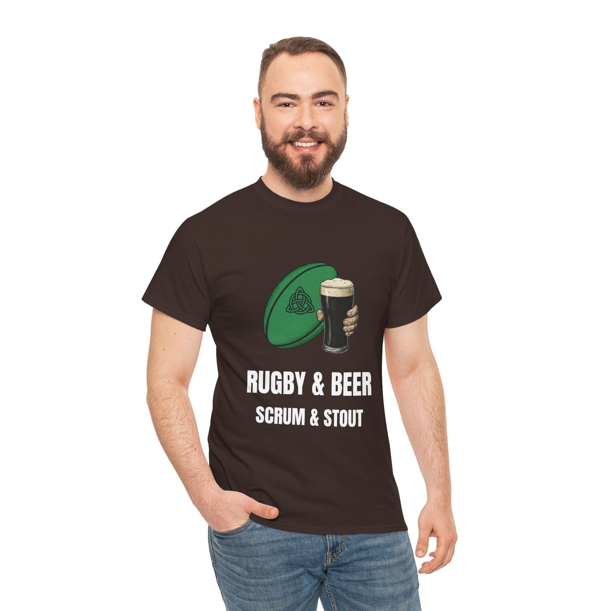 Ireland Rugby & Beer T-Shirt - Scrum & Stout Fan Tee | Match Day Gift - Rugby & Beer