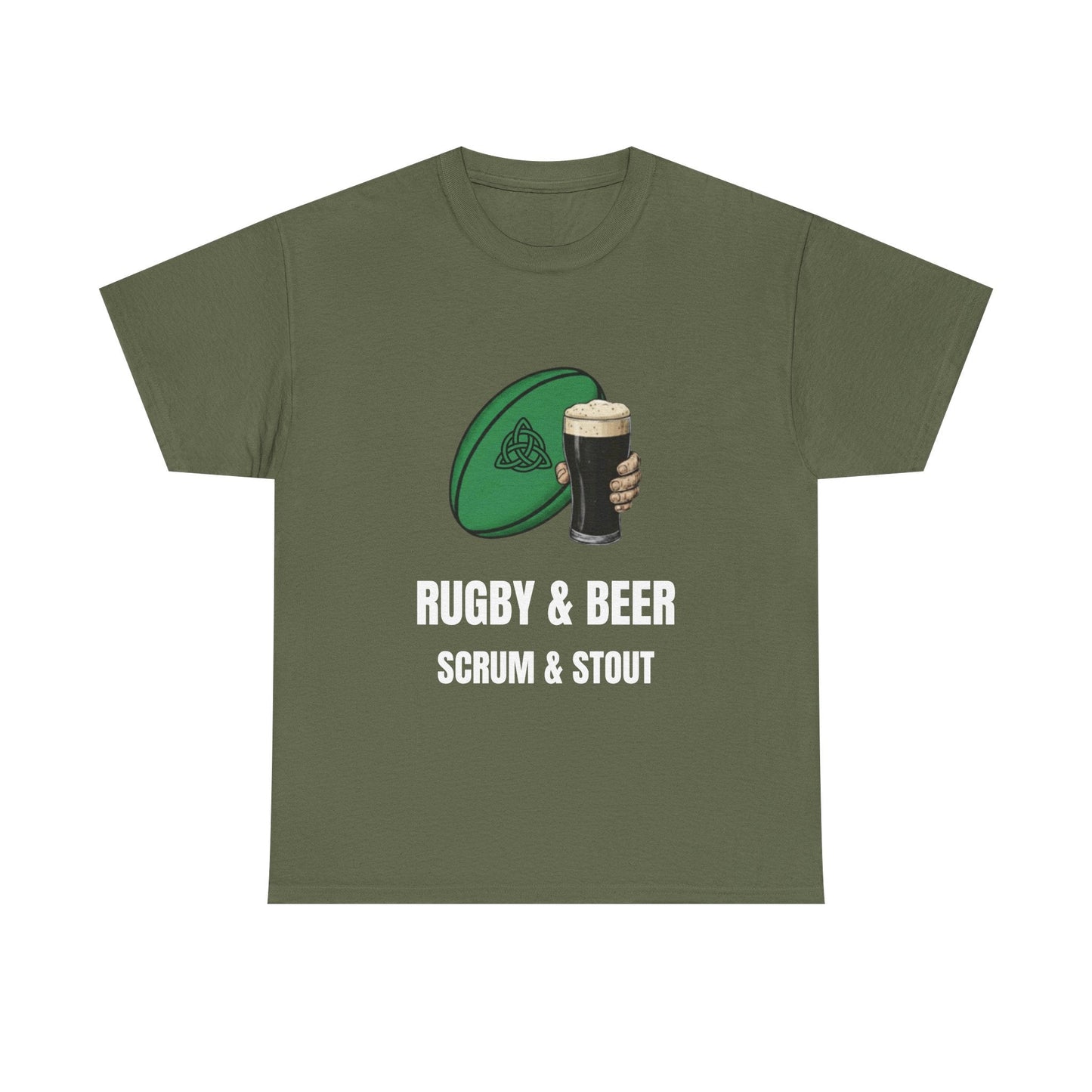 Ireland Rugby & Beer T-Shirt - Scrum & Stout Fan Tee | Match Day Gift - Rugby & Beer