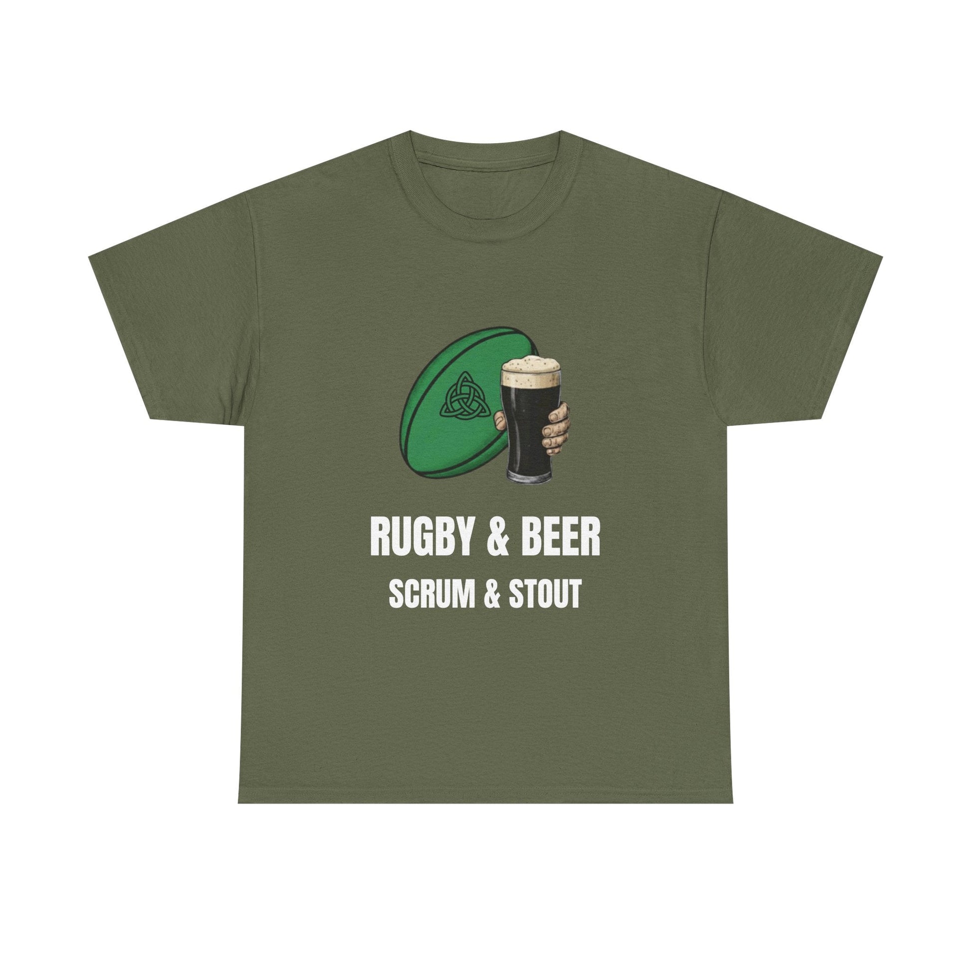 Ireland Rugby & Beer T-Shirt - Scrum & Stout Fan Tee | Match Day Gift - Rugby & Beer