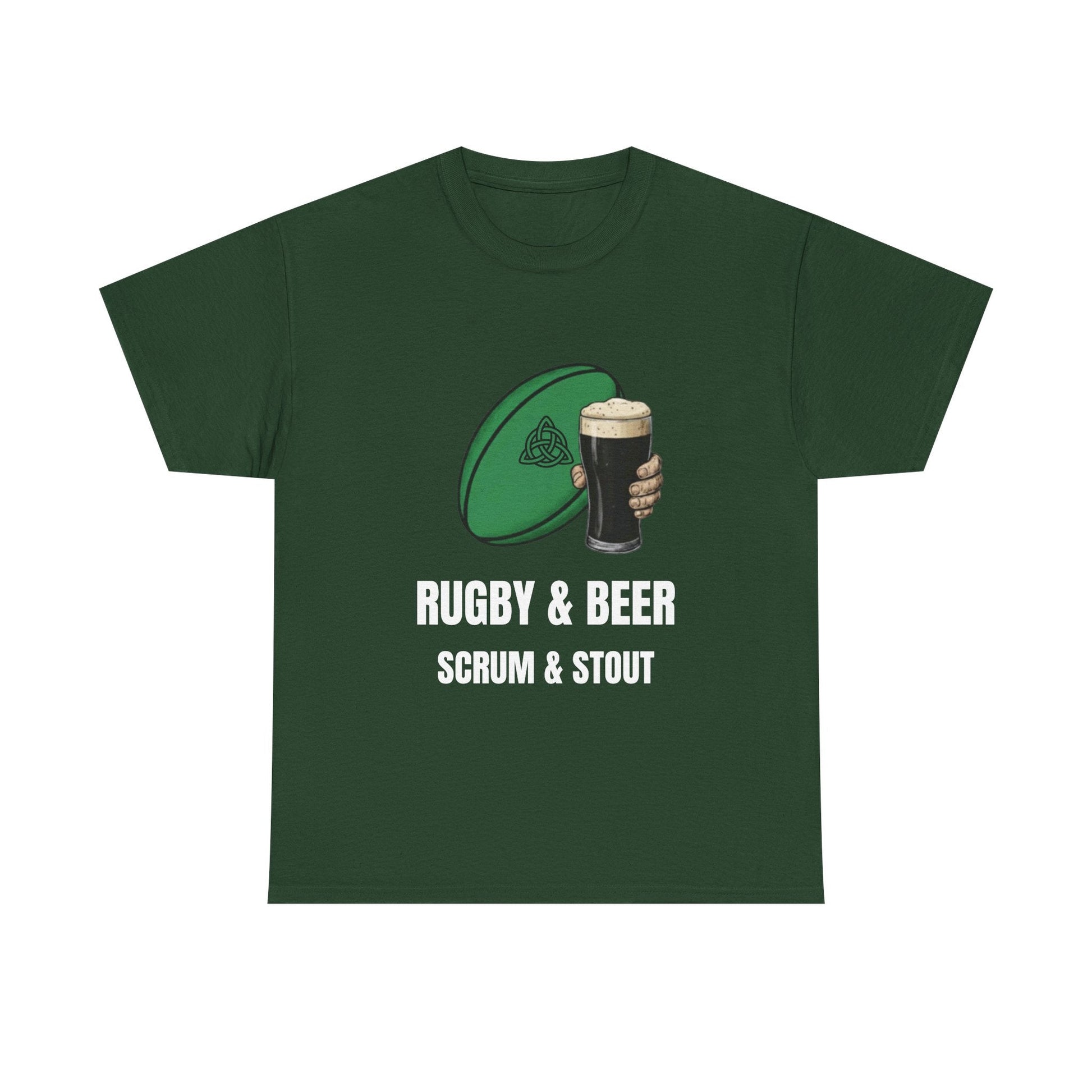 Ireland Rugby & Beer T-Shirt - Scrum & Stout Fan Tee | Match Day Gift - Rugby & Beer
