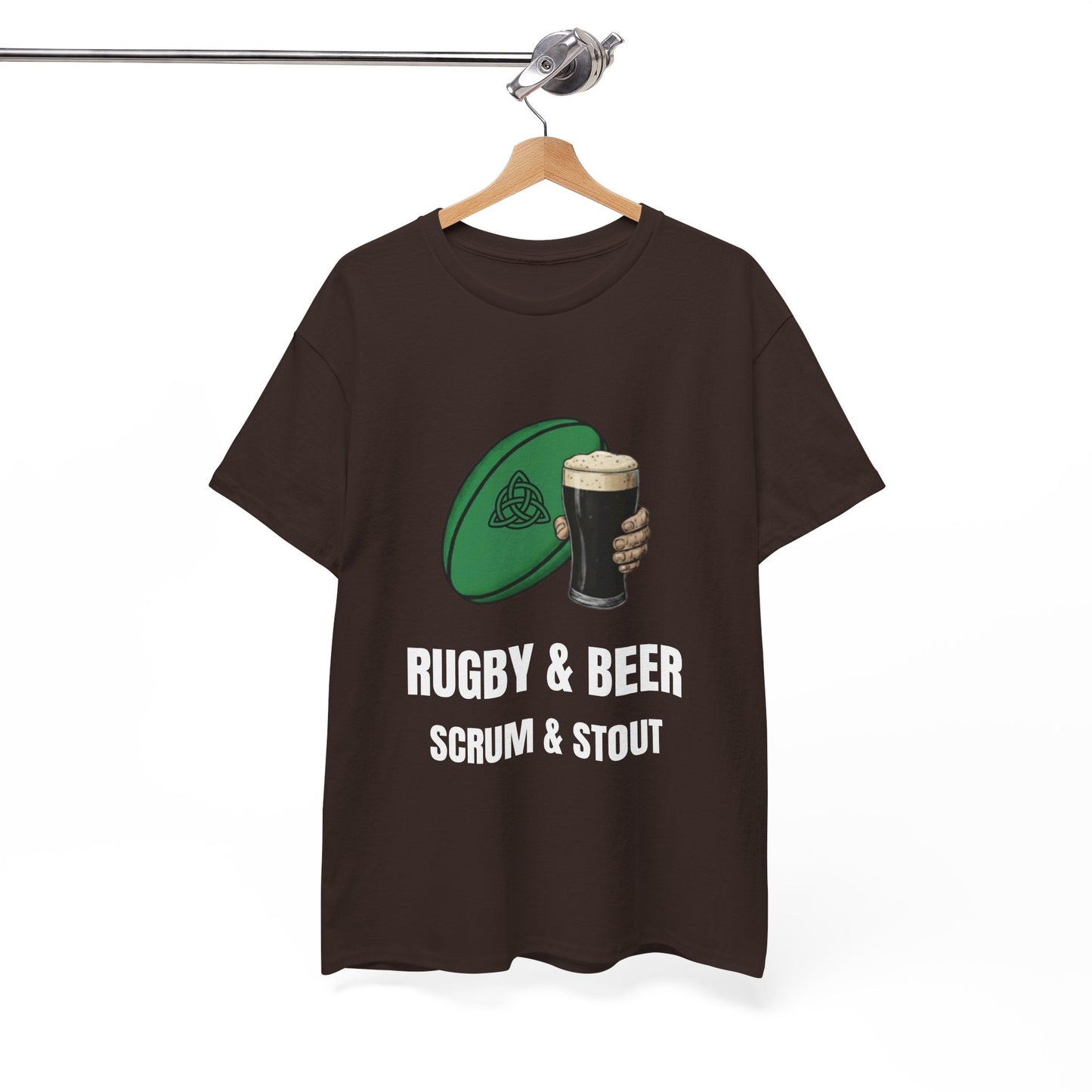 Ireland Rugby & Beer T-Shirt - Scrum & Stout Fan Tee | Match Day Gift - Rugby & Beer