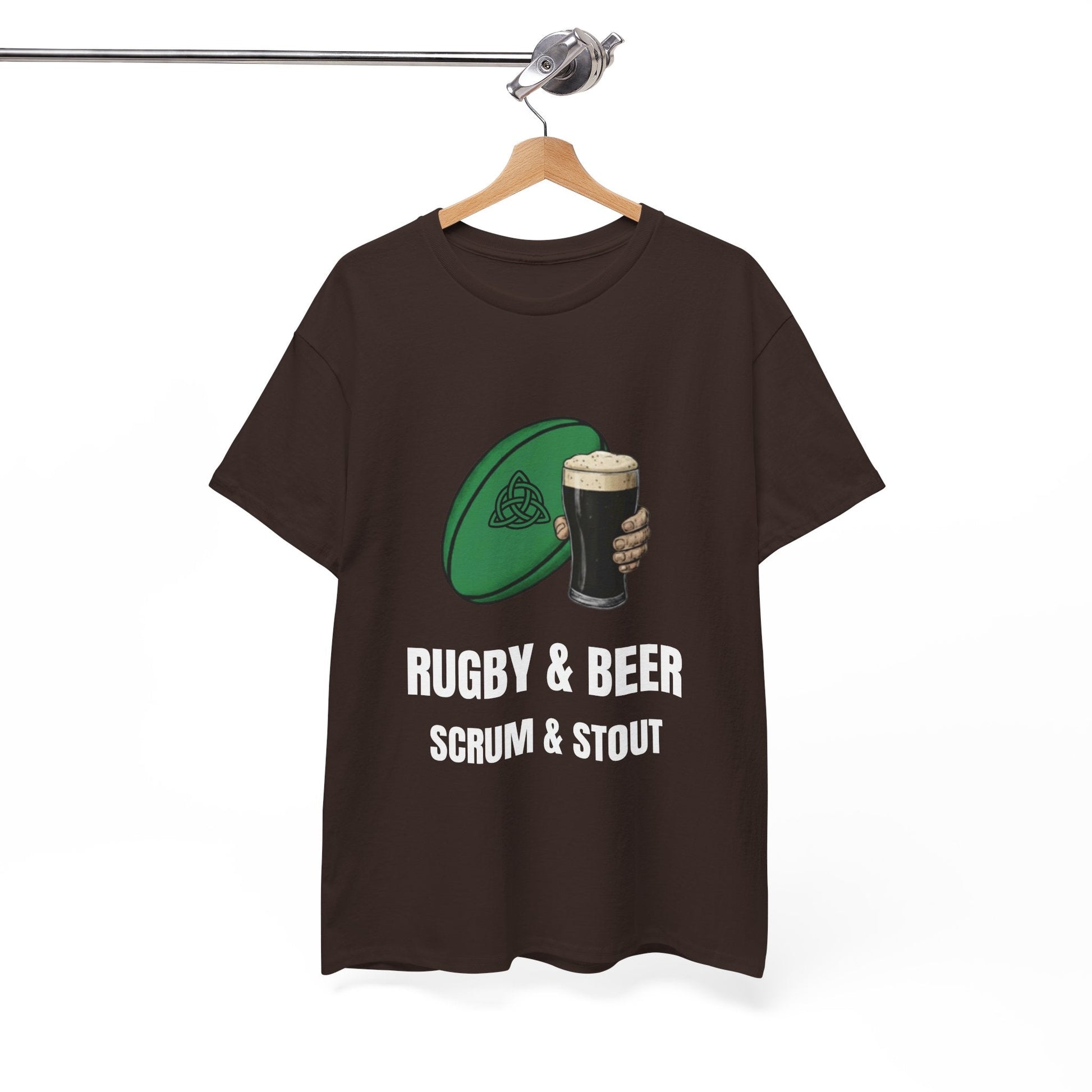 Ireland Rugby & Beer T-Shirt - Scrum & Stout Fan Tee | Match Day Gift - Rugby & Beer