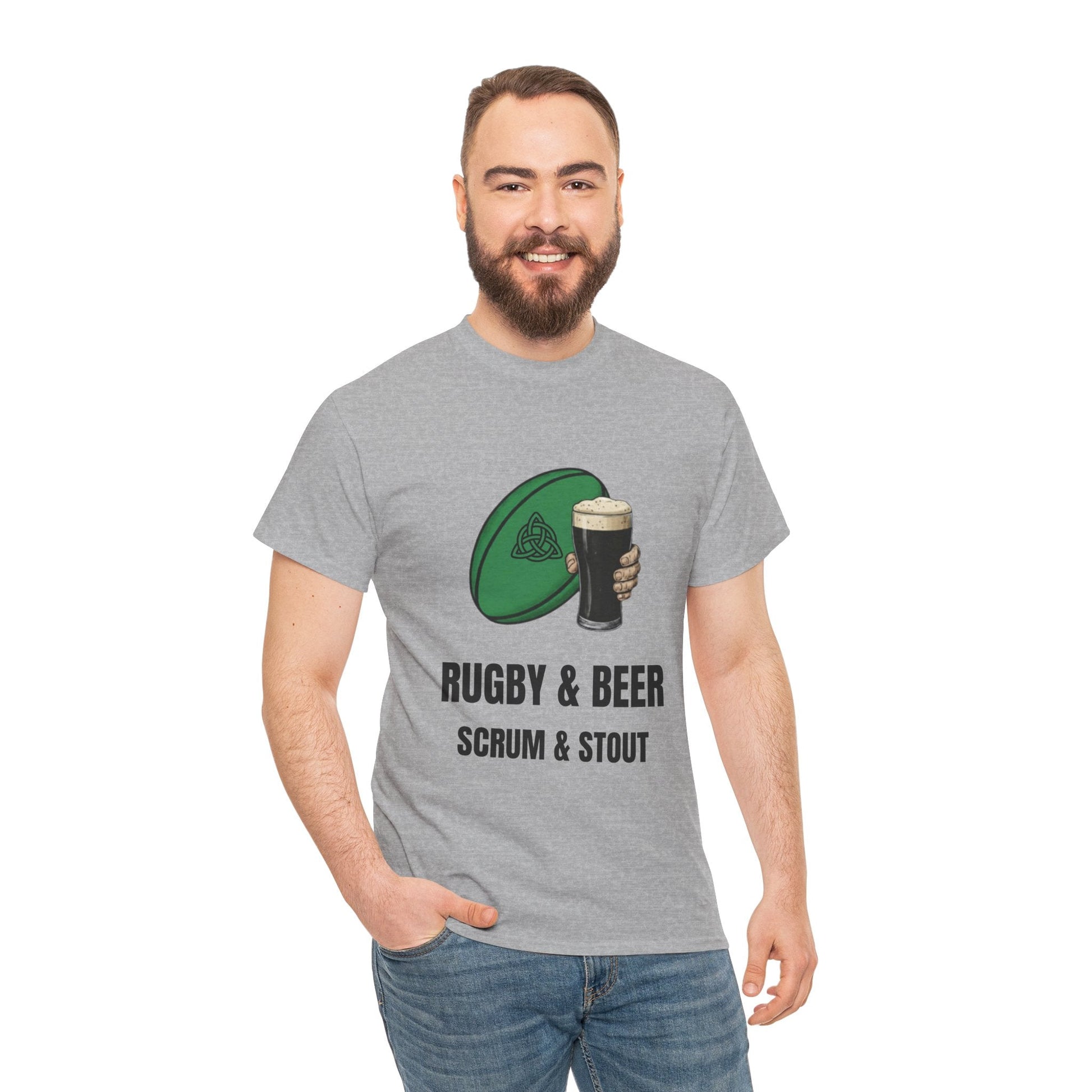 Ireland Rugby & Beer T-Shirt - Scrum & Stout Fan Tee | Match Day Gift - Rugby & Beer