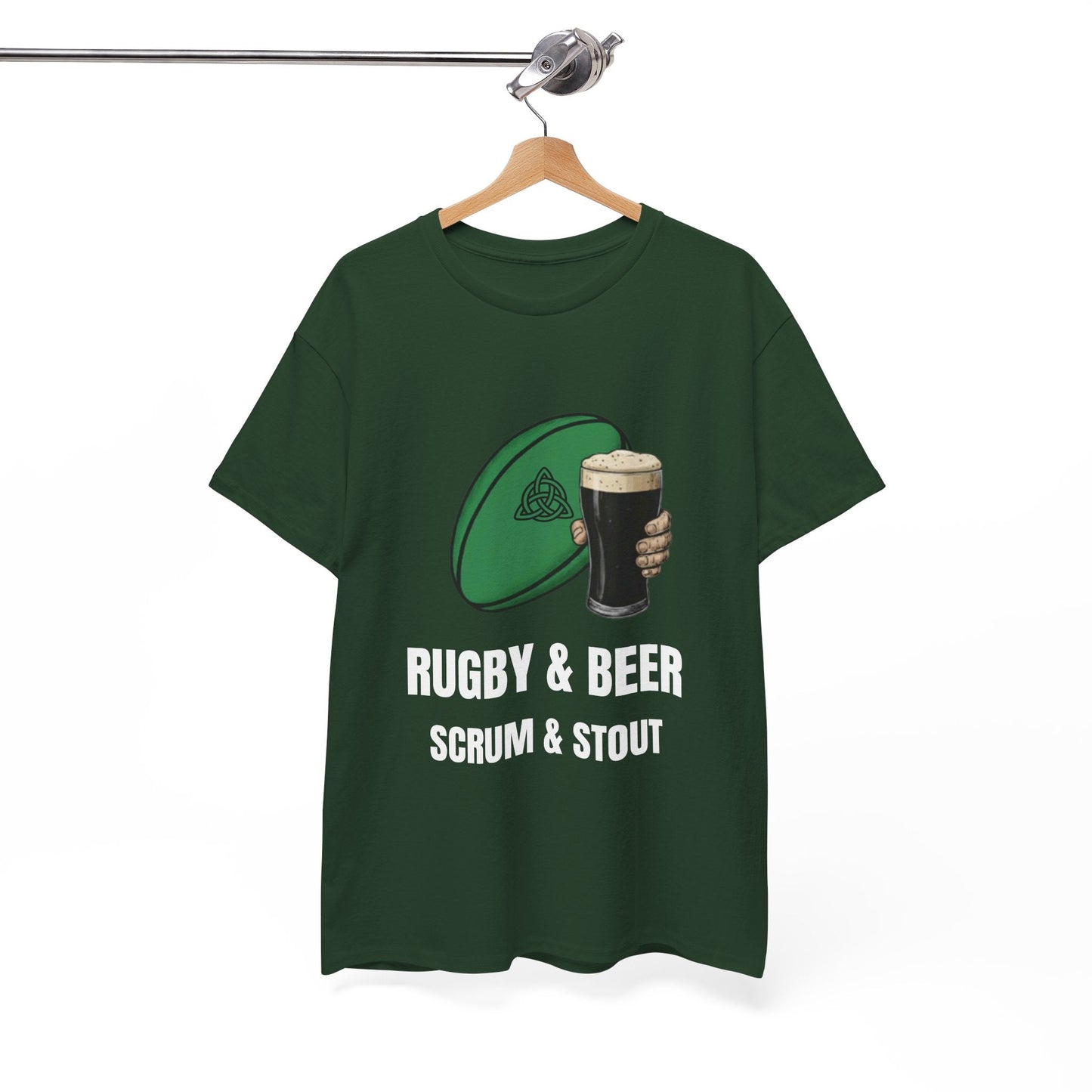 Ireland Rugby & Beer T-Shirt - Scrum & Stout Fan Tee | Match Day Gift - Rugby & Beer