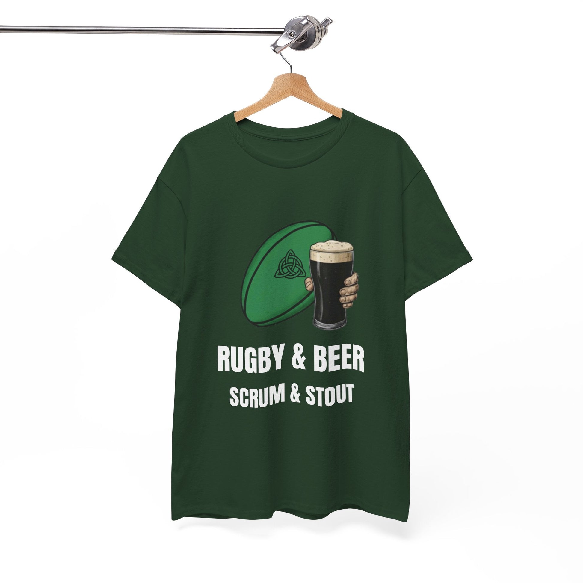 Ireland Rugby & Beer T-Shirt - Scrum & Stout Fan Tee | Match Day Gift - Rugby & Beer