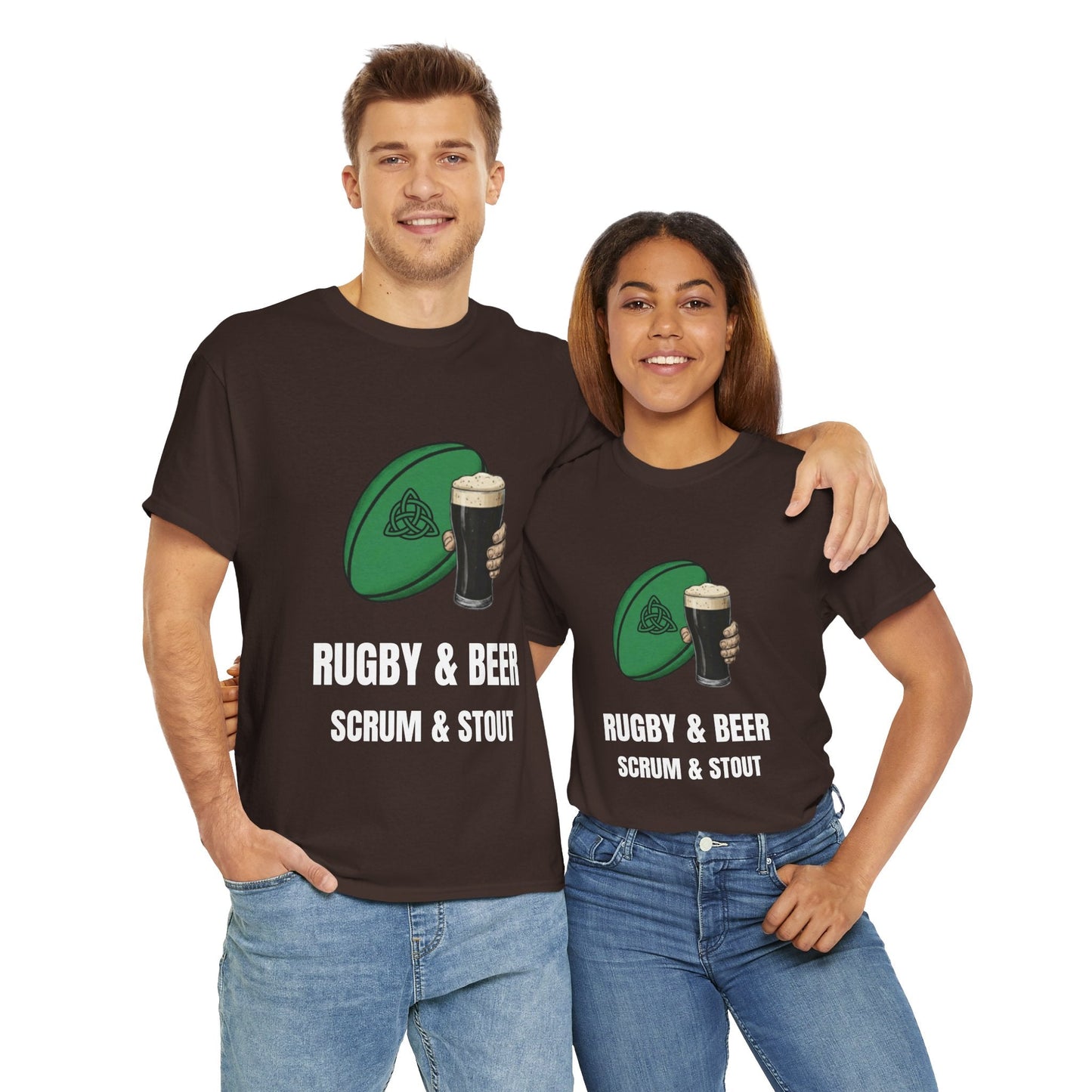 Ireland Rugby & Beer T-Shirt - Scrum & Stout Fan Tee | Match Day Gift - Rugby & Beer