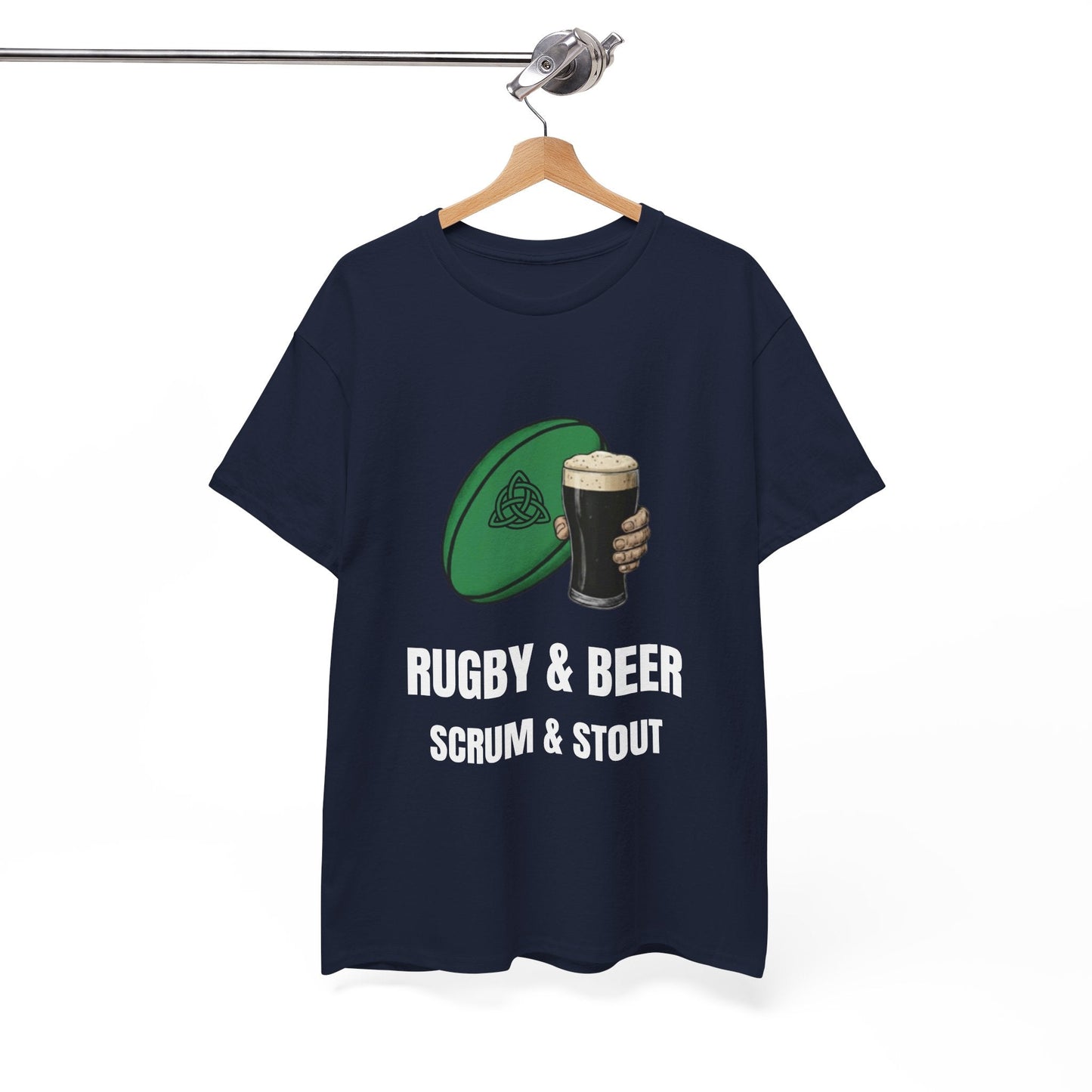 Ireland Rugby & Beer T-Shirt - Scrum & Stout Fan Tee | Match Day Gift - Rugby & Beer