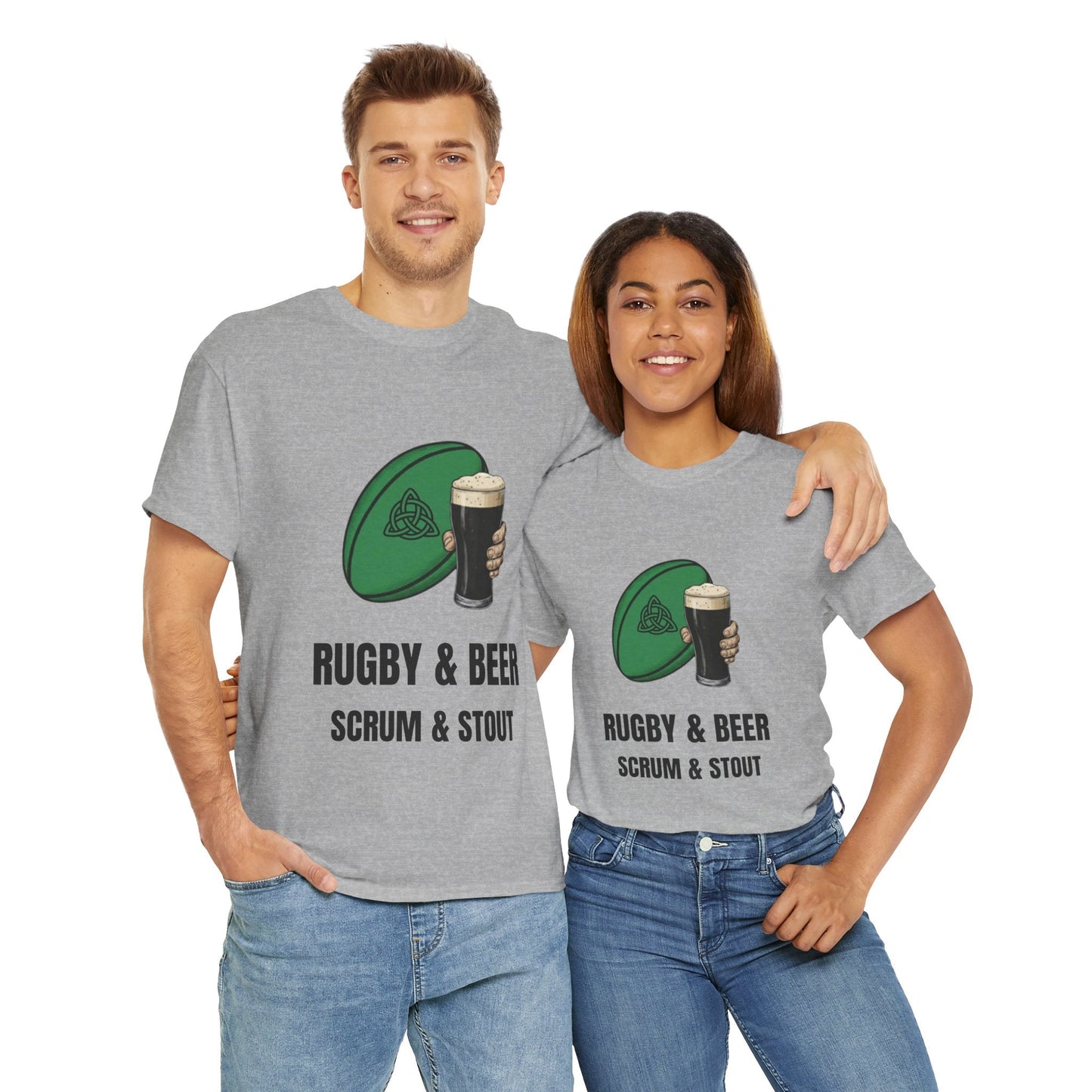 Ireland Rugby & Beer T-Shirt - Scrum & Stout Fan Tee | Match Day Gift - Rugby & Beer