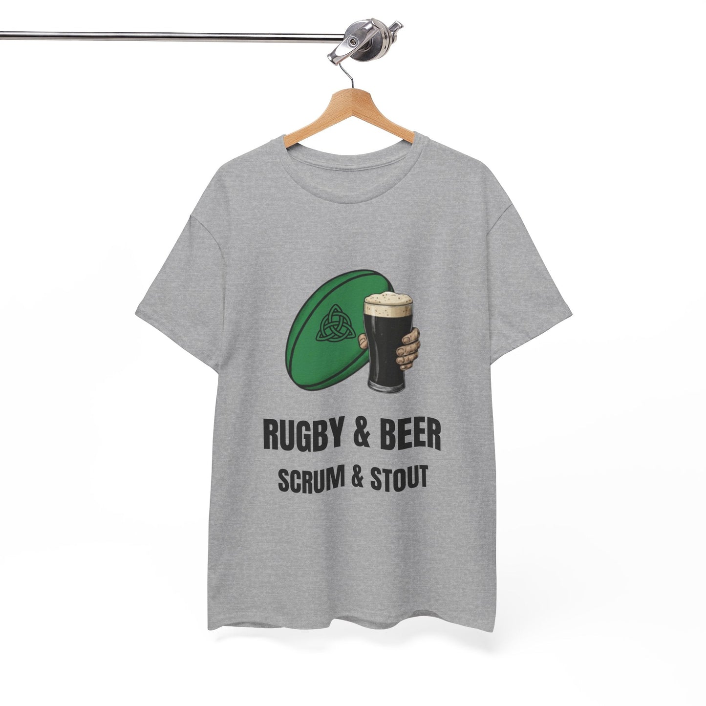 Ireland Rugby & Beer T-Shirt - Scrum & Stout Fan Tee | Match Day Gift - Rugby & Beer