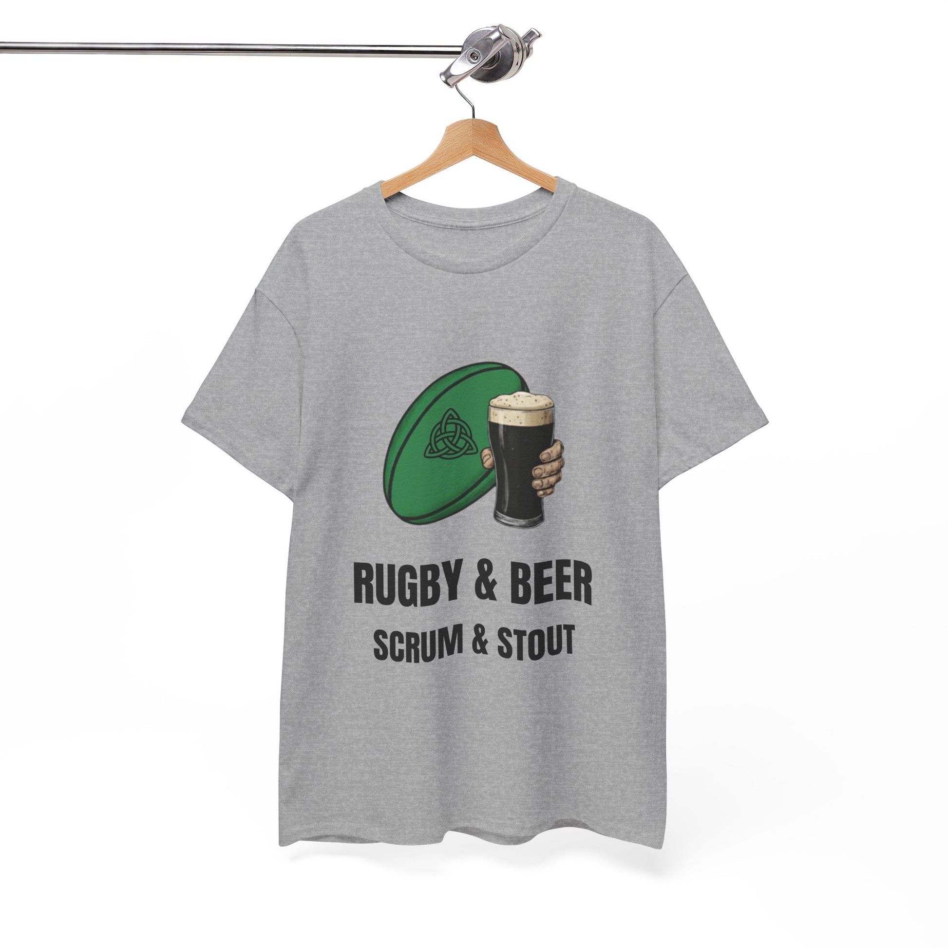 Ireland Rugby & Beer T-Shirt - Scrum & Stout Fan Tee | Match Day Gift - Rugby & Beer