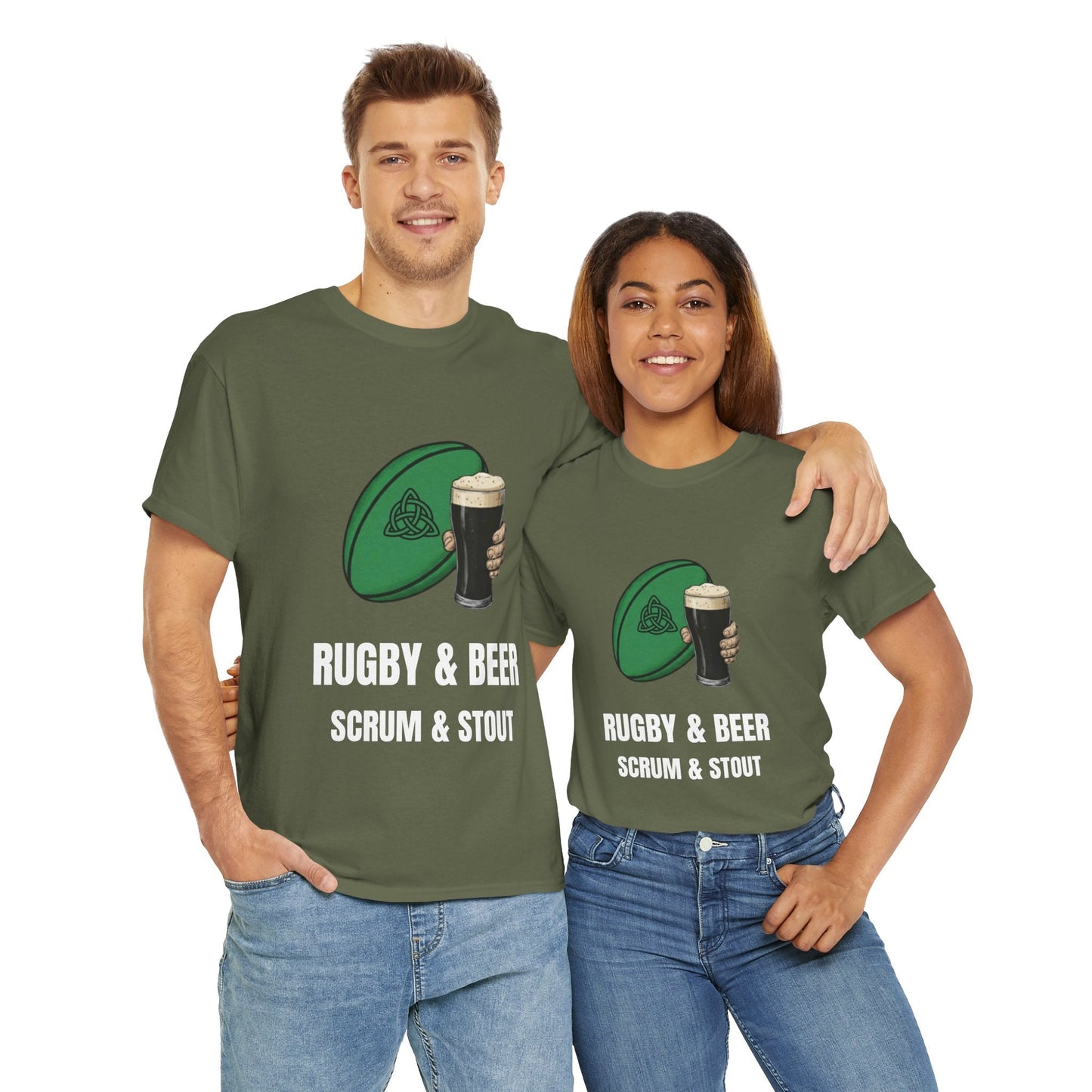 Ireland Rugby & Beer T-Shirt - Scrum & Stout Fan Tee | Match Day Gift - Rugby & Beer
