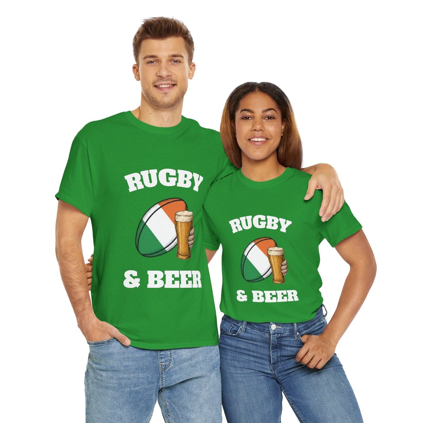Irish Rugby & Beer T-Shirt – Perfect for Match Days, Gifts & Lads Trips - Rugby & Beer