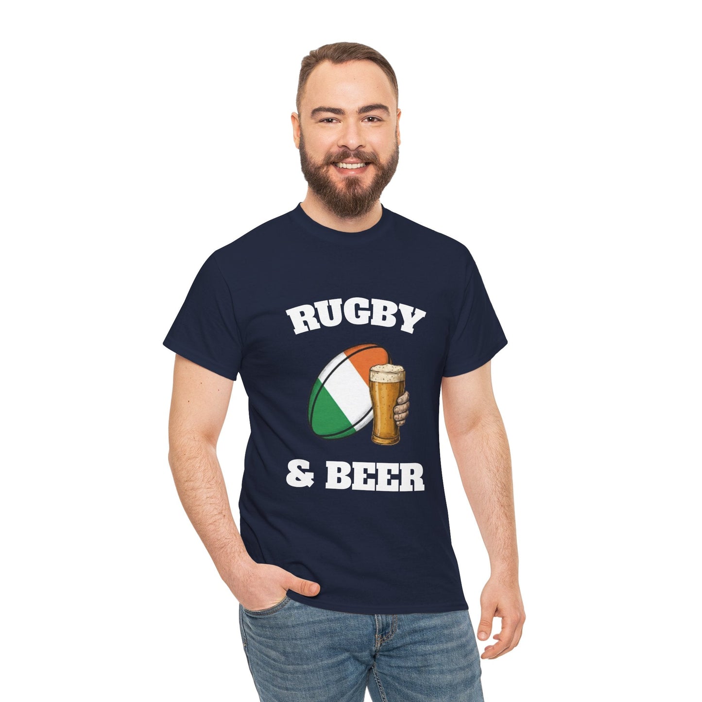 Irish Rugby & Beer T-Shirt – Perfect for Match Days, Gifts & Lads Trips - Rugby & Beer