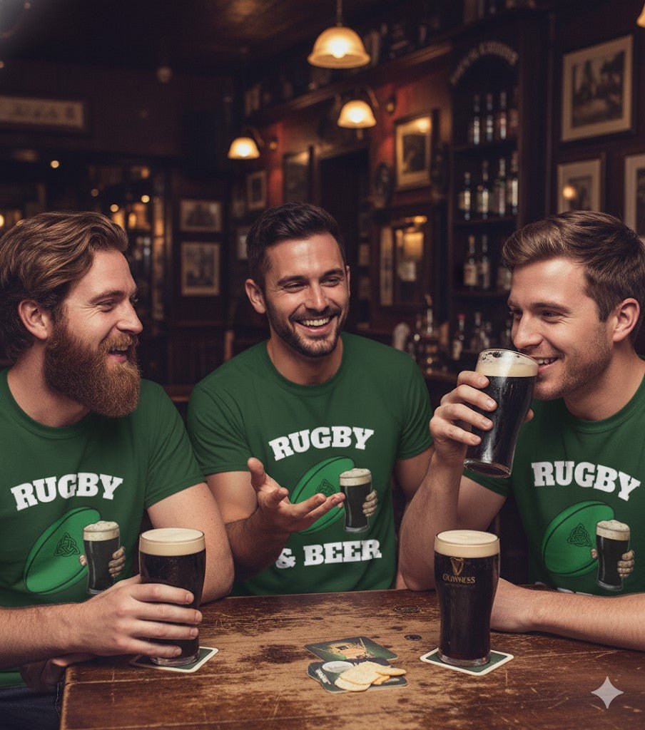 Irish Rugby & Beer T-Shirt – Perfect for Match Days, Gifts & Lads Trips - Rugby & Beer