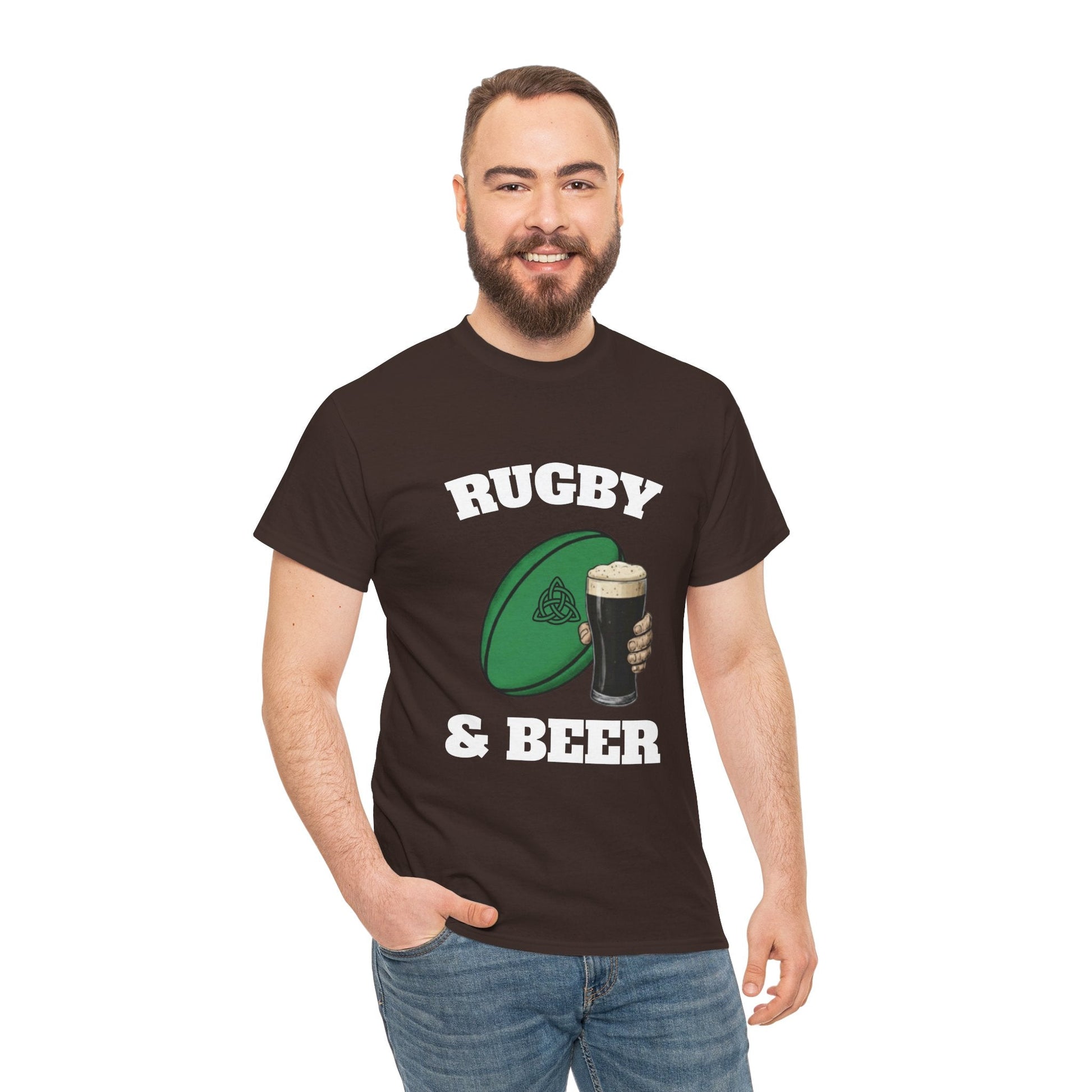 Irish Rugby & Beer T-Shirt – Perfect for Match Days, Gifts & Lads Trips - Rugby & Beer
