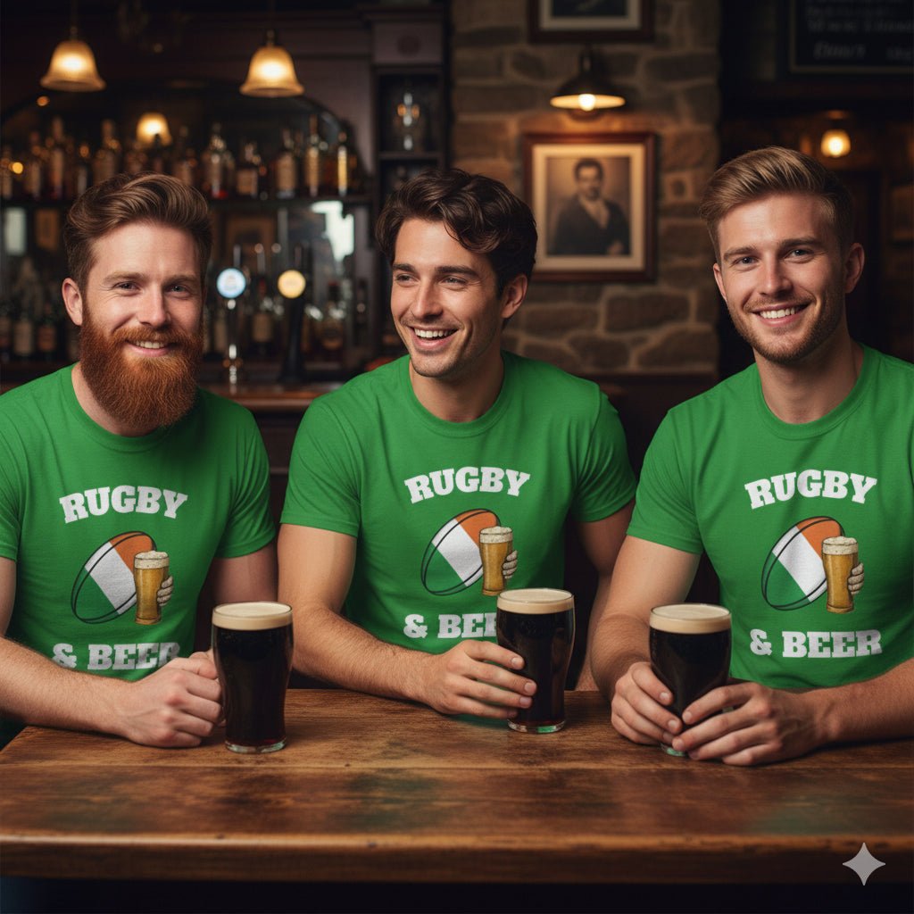 Irish Rugby & Beer T-Shirt – Perfect for Match Days, Gifts & Lads Trips - Rugby & Beer