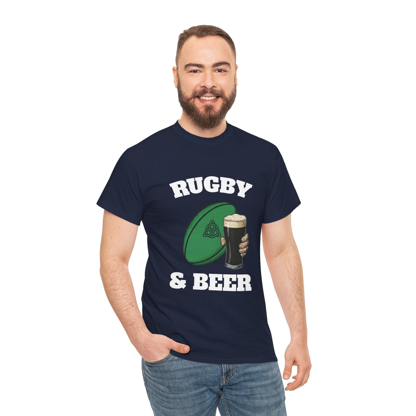 Irish Rugby & Beer T-Shirt – Perfect for Match Days, Gifts & Lads Trips - Rugby & Beer