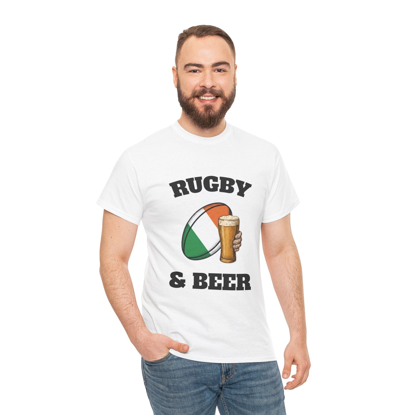 Irish Rugby & Beer T-Shirt – Perfect for Match Days, Gifts & Lads Trips - Rugby & Beer