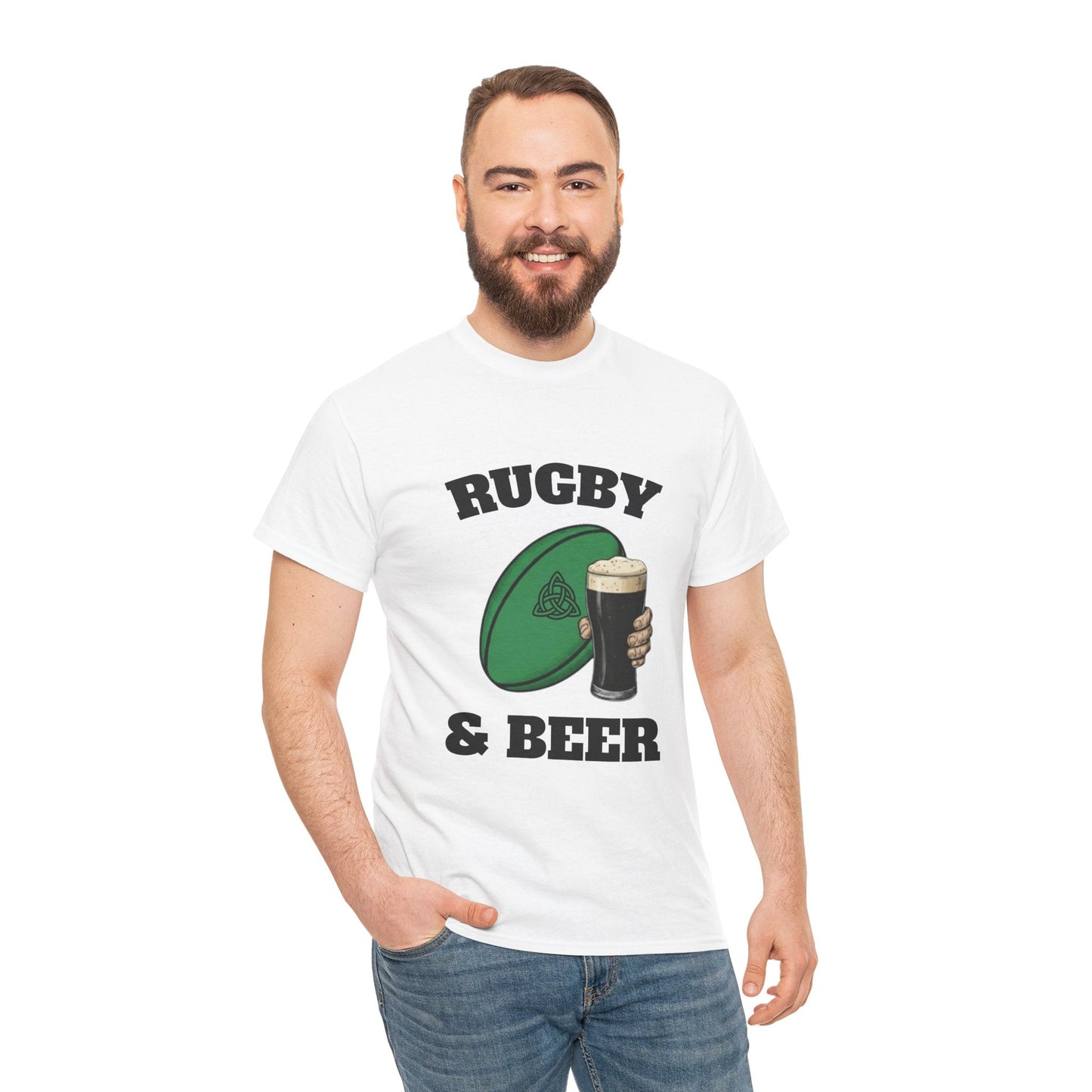 Irish Rugby & Beer T-Shirt – Perfect for Match Days, Gifts & Lads Trips - Rugby & Beer
