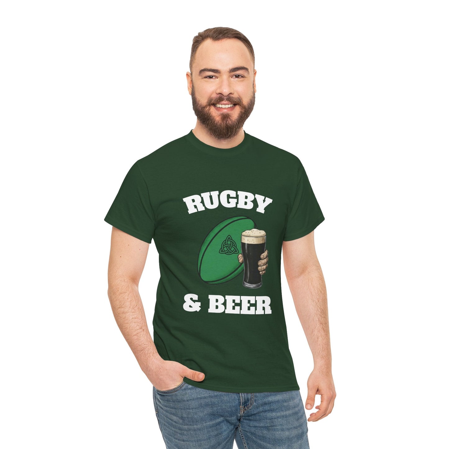 Irish Rugby & Beer T-Shirt – Perfect for Match Days, Gifts & Lads Trips - Rugby & Beer