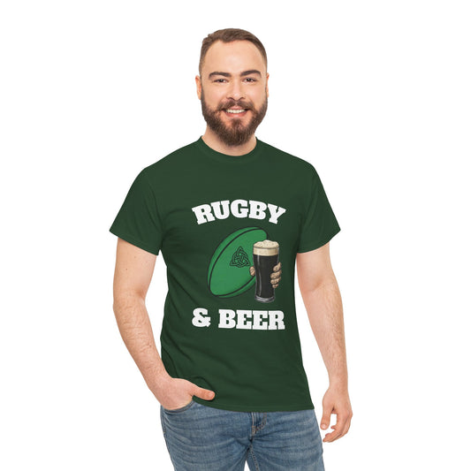 Irish Rugby & Beer T-Shirt – Perfect for Match Days, Gifts & Lads Trips - Rugby & Beer