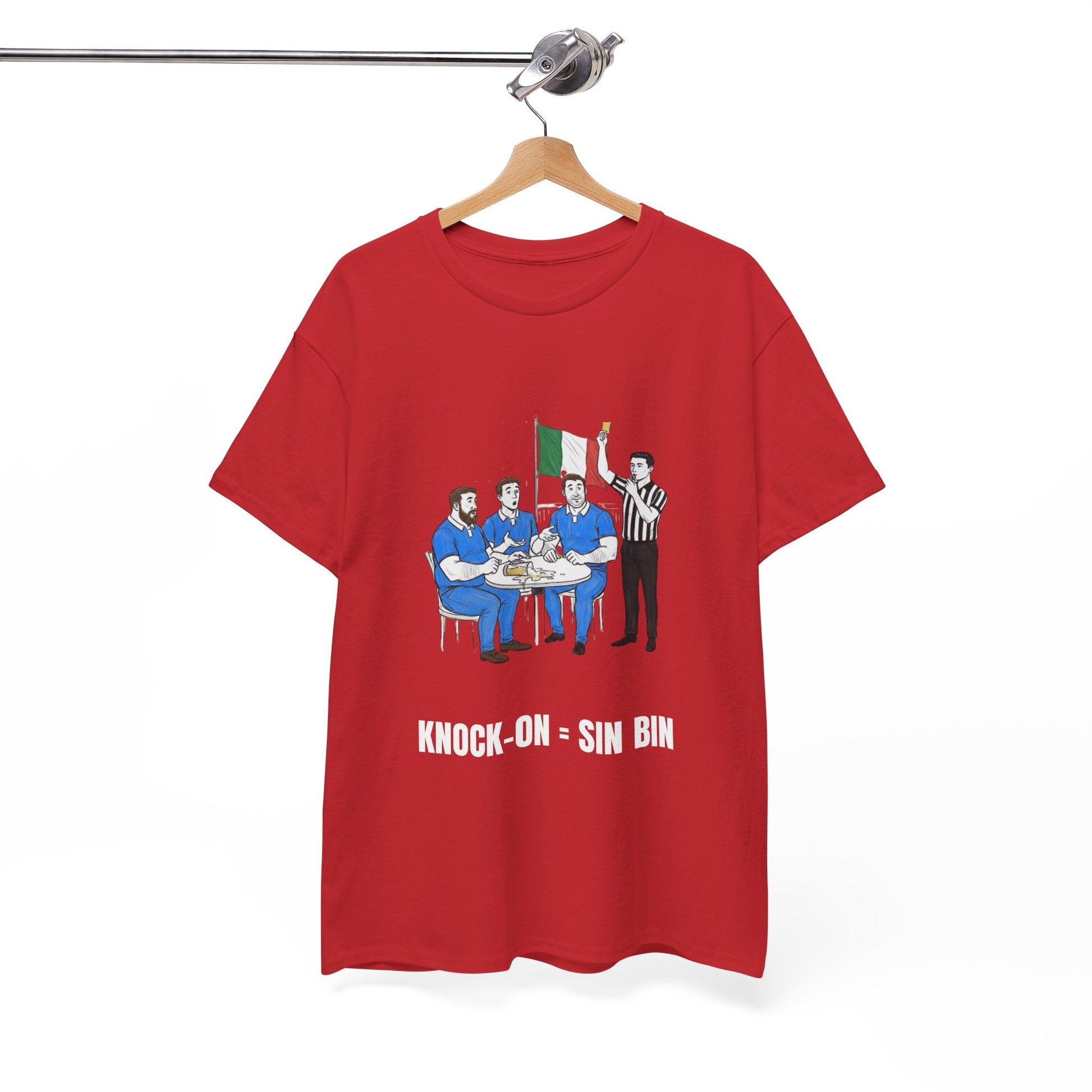 Italian Rugby & Beer T-Shirt – Yellow Card Pint Spill | Funny Rugby Fans Tee - Rugby & Beer