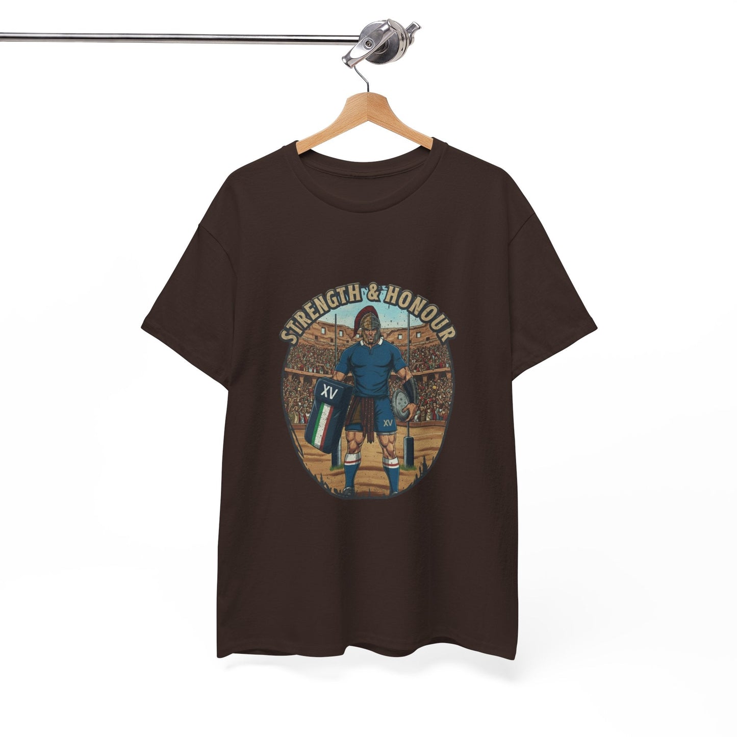 Italian Rugby "Strength & Honour" Gladiator T-Shirt – Arena Battle XV - Rugby & Beer