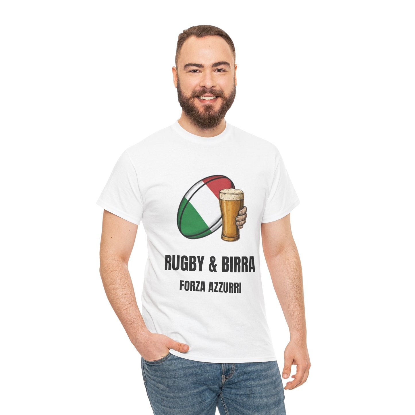 Italian Rugby T-Shirt | Forza Azzurri | "Rugby & Beer" - Rugby & Beer