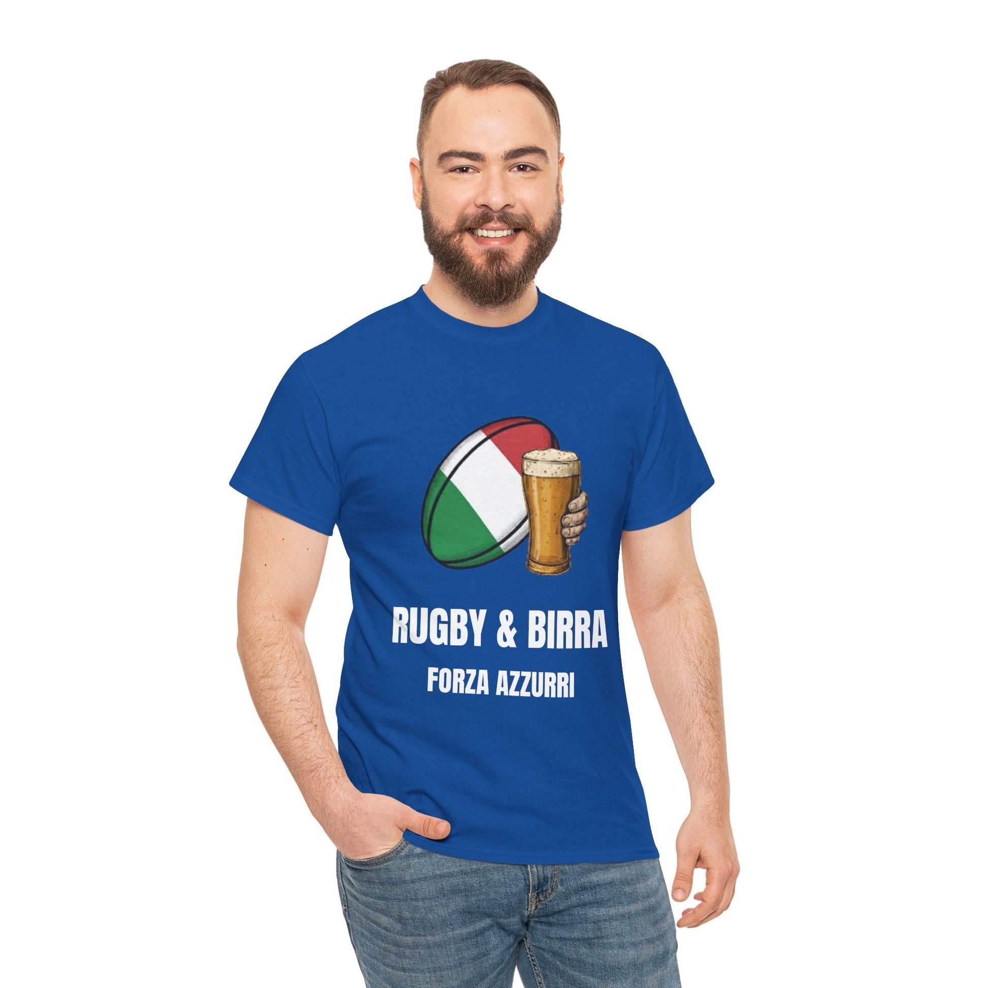 Italian Rugby T-Shirt | Forza Azzurri | "Rugby & Beer" - Rugby & Beer