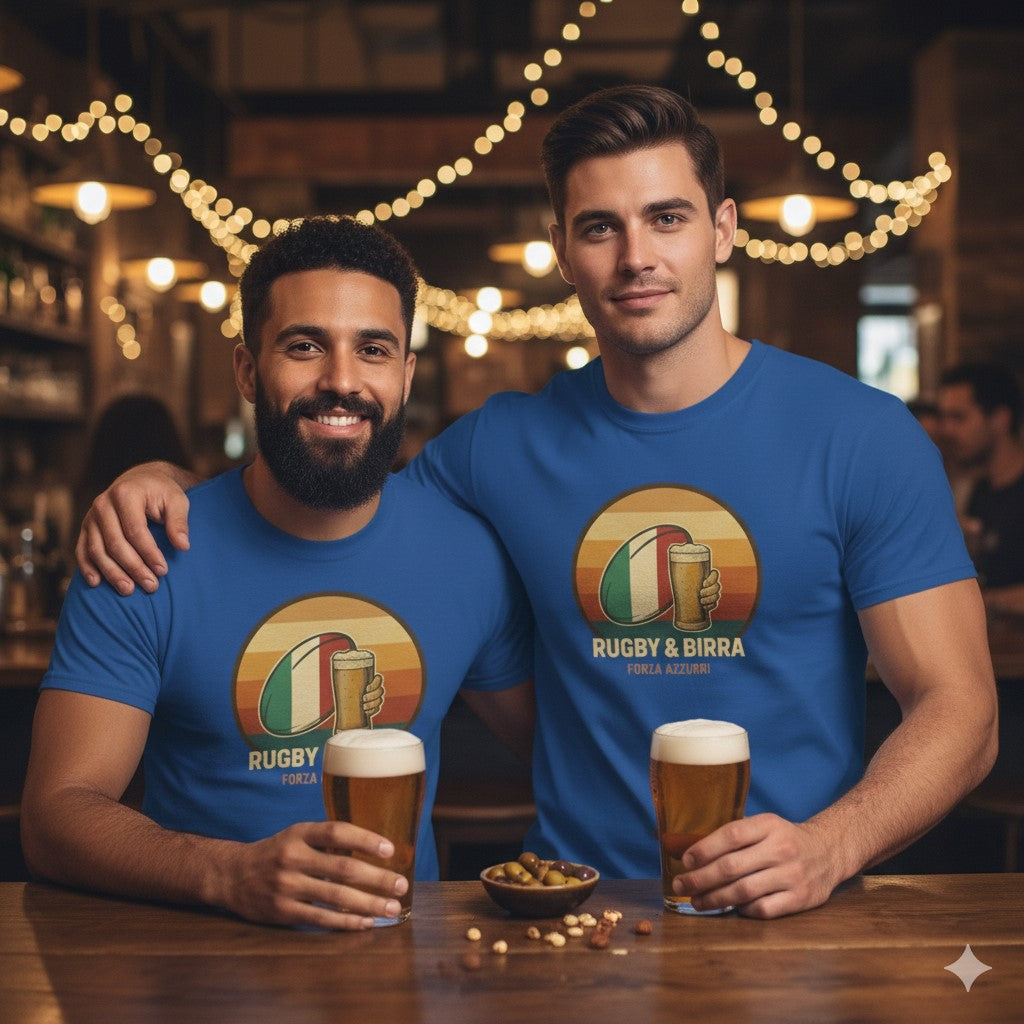 Vintage Italian Rugby T-Shirt | Rugby & Birra “Forza Azzurri” – Funny Italy Rugby Tee