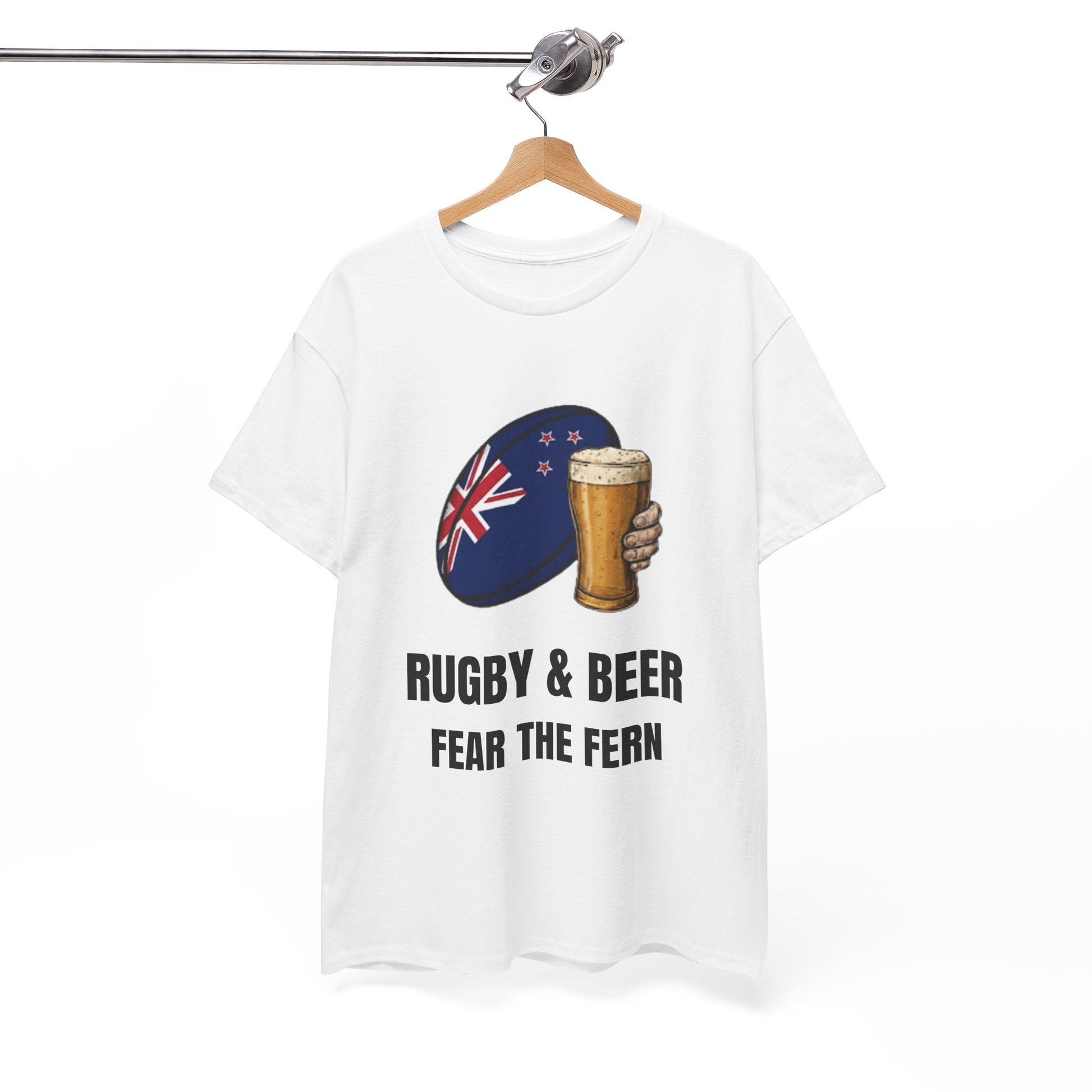 New Zealand Rugby & Beer T-Shirt - Fear the Fern Fan Tee | Match Day Apparel - Rugby & Beer