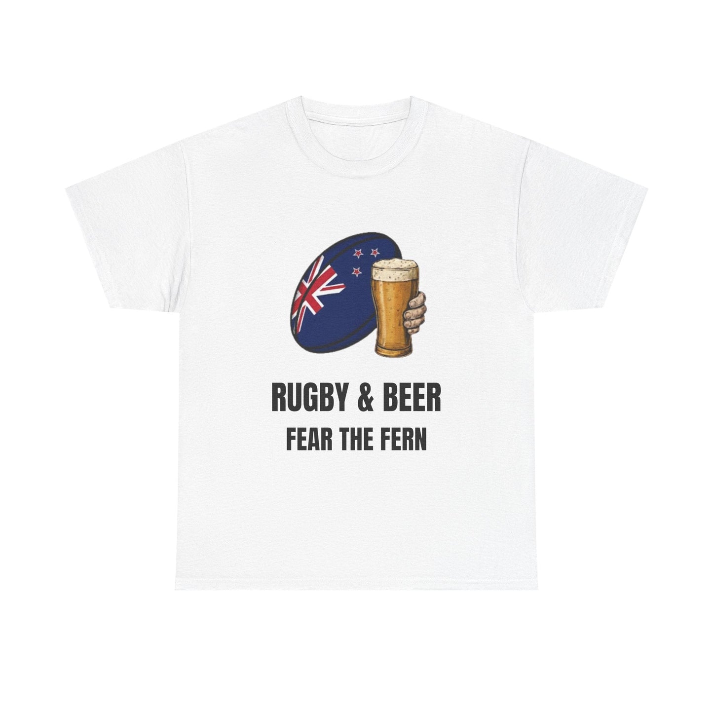 New Zealand Rugby & Beer T-Shirt - Fear the Fern Fan Tee | Match Day Apparel - Rugby & Beer