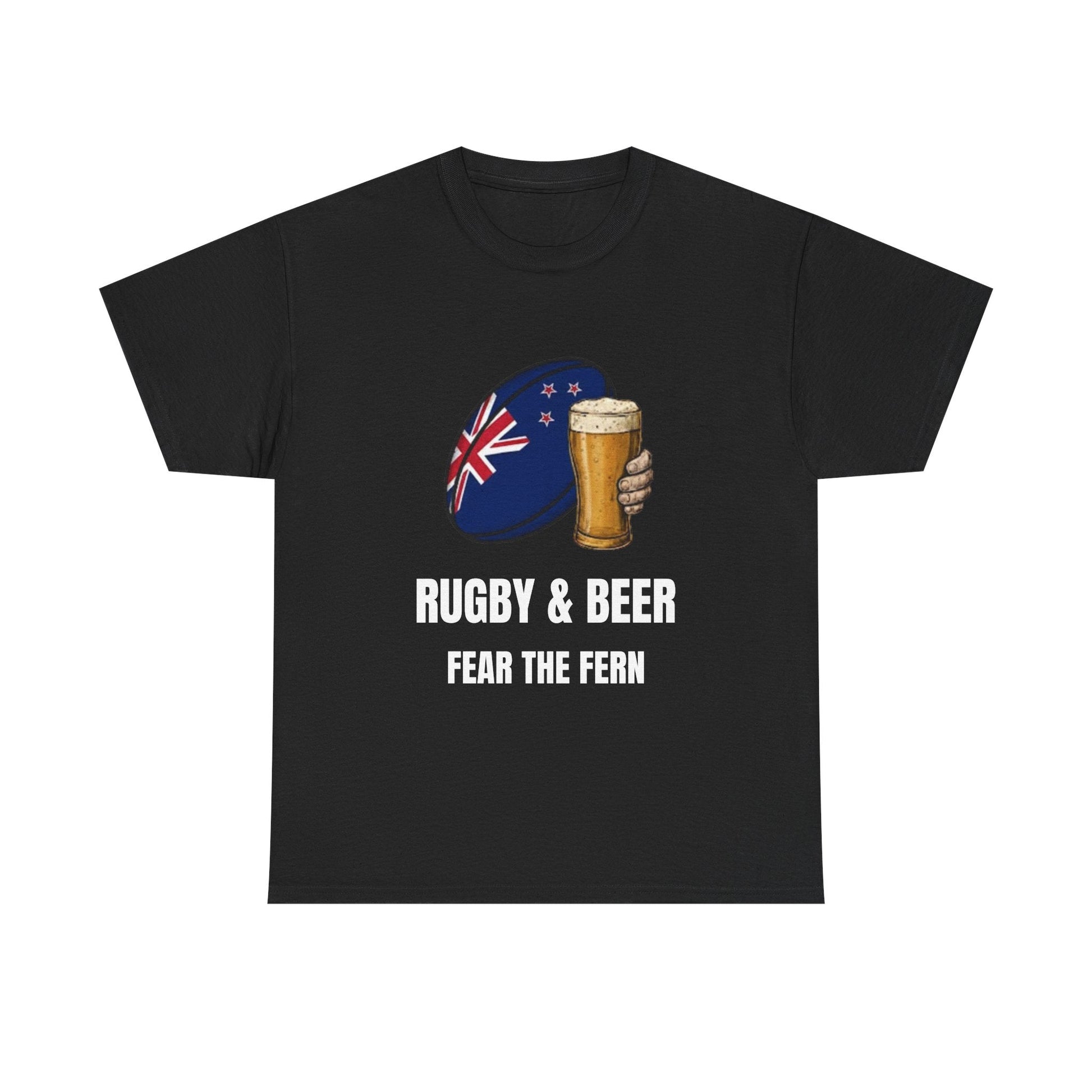 New Zealand Rugby & Beer T-Shirt - Fear the Fern Fan Tee | Match Day Apparel - Rugby & Beer