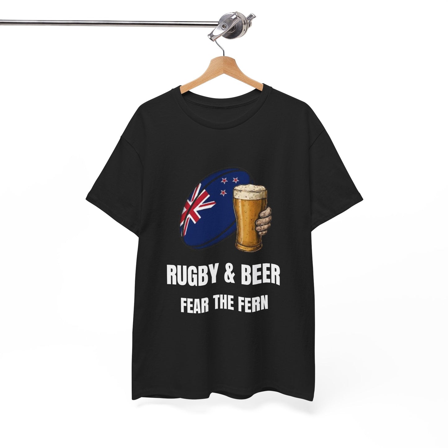 New Zealand Rugby & Beer T-Shirt - Fear the Fern Fan Tee | Match Day Apparel - Rugby & Beer