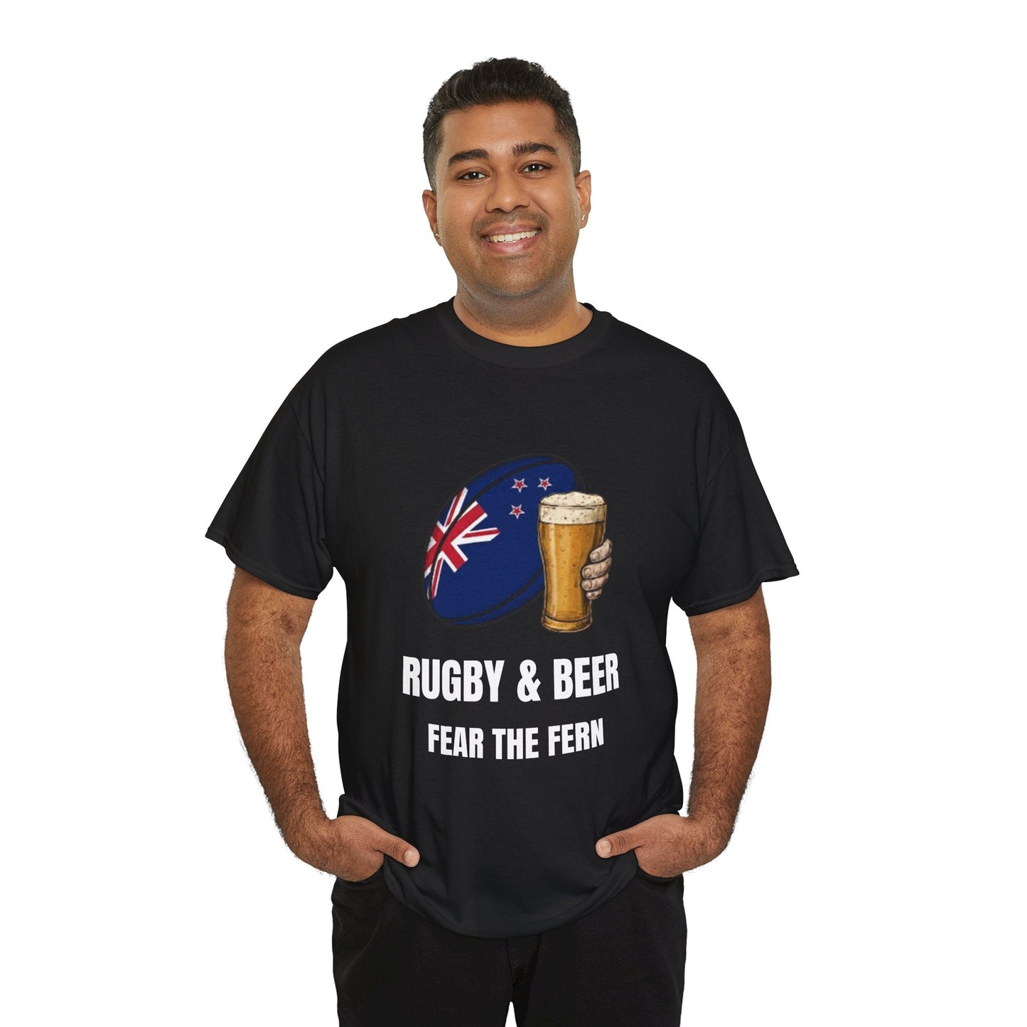 New Zealand Rugby & Beer T-Shirt - Fear the Fern Fan Tee | Match Day Apparel - Rugby & Beer
