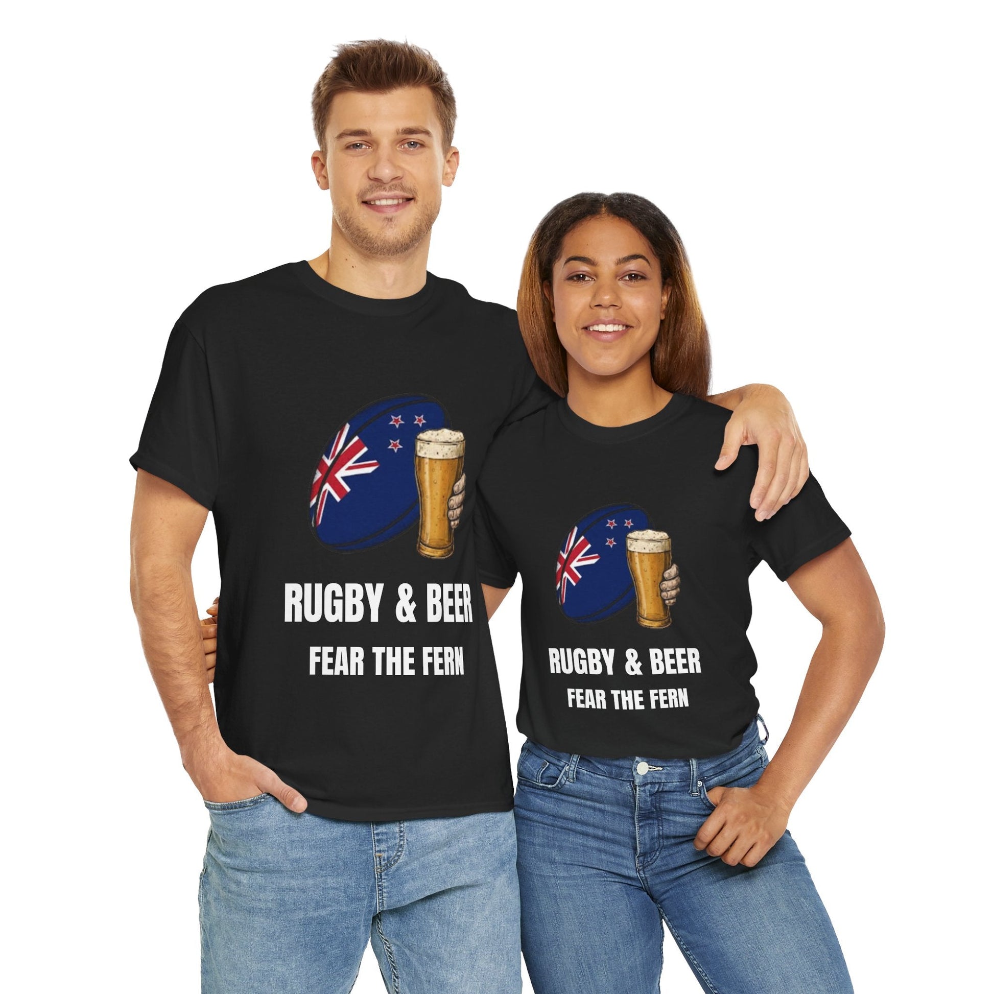 New Zealand Rugby & Beer T-Shirt - Fear the Fern Fan Tee | Match Day Apparel - Rugby & Beer